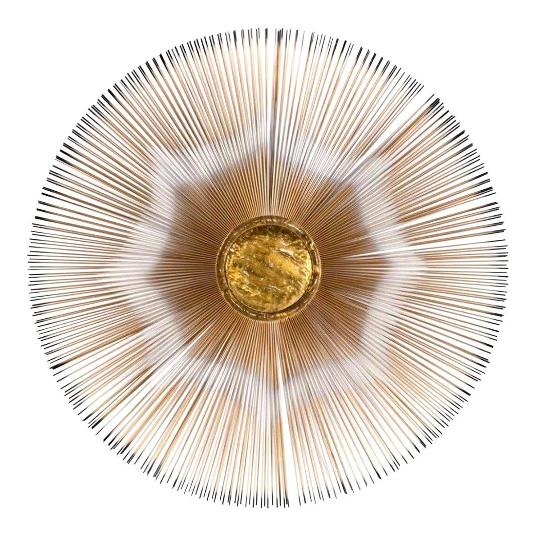 Mid-Century Casa Devall 2-Tier Kupfer Messing Brutalist Sunburst Wandskulptur im Angebot 2