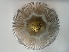 Sculpture murale du milieu du siècle Casa Devall à 2 niveaux, en cuivre et laiton, en forme de rayon de soleil brutaliste