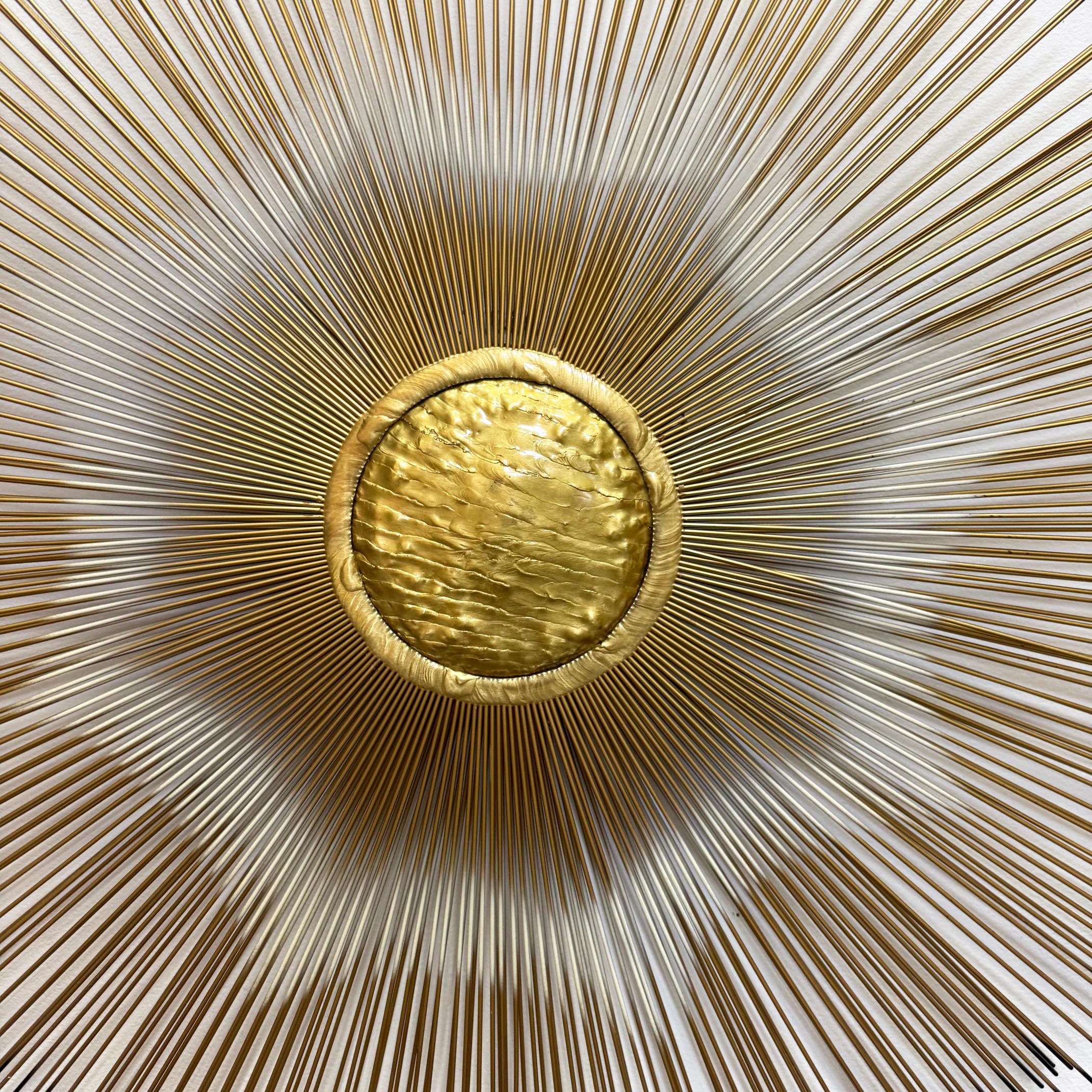 Mid-Century Casa Devall Sunburst Wandskulptur, Brutalist Kupfer, Messing, signiert

32