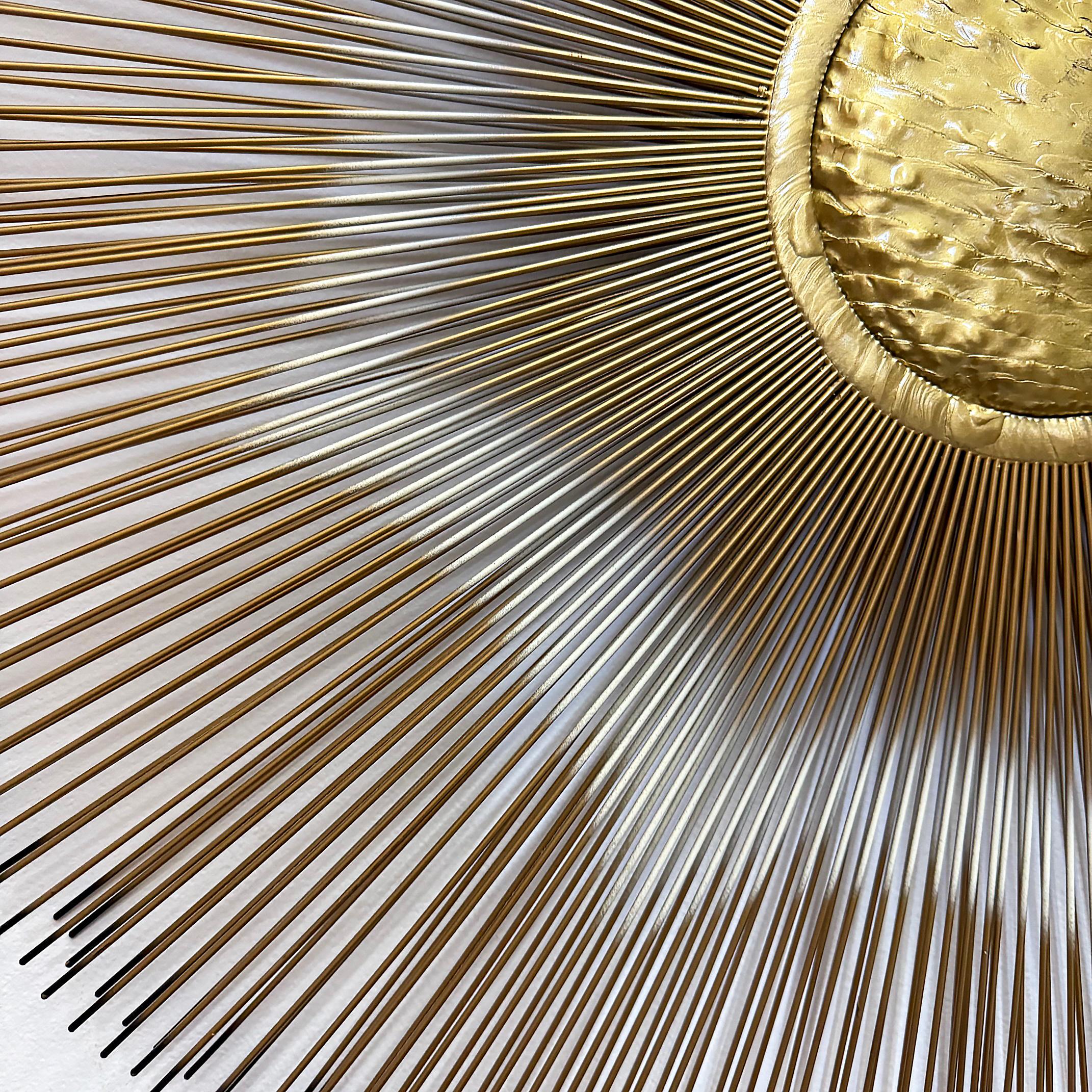Mid-Century Casa Devall Sunburst Wandskulptur, Brutalist Kupfer, Messing, signiert im Angebot 1