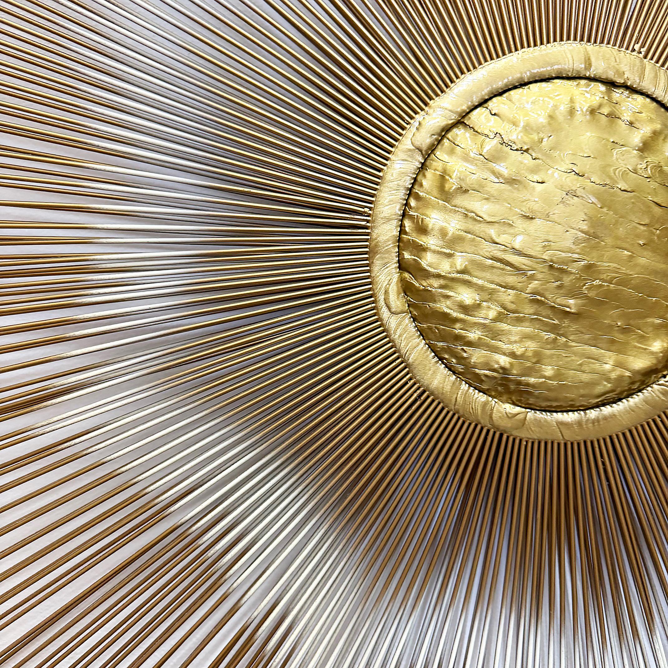 Mid-Century Casa Devall Sunburst Wandskulptur, Brutalist Kupfer, Messing, signiert im Angebot 2