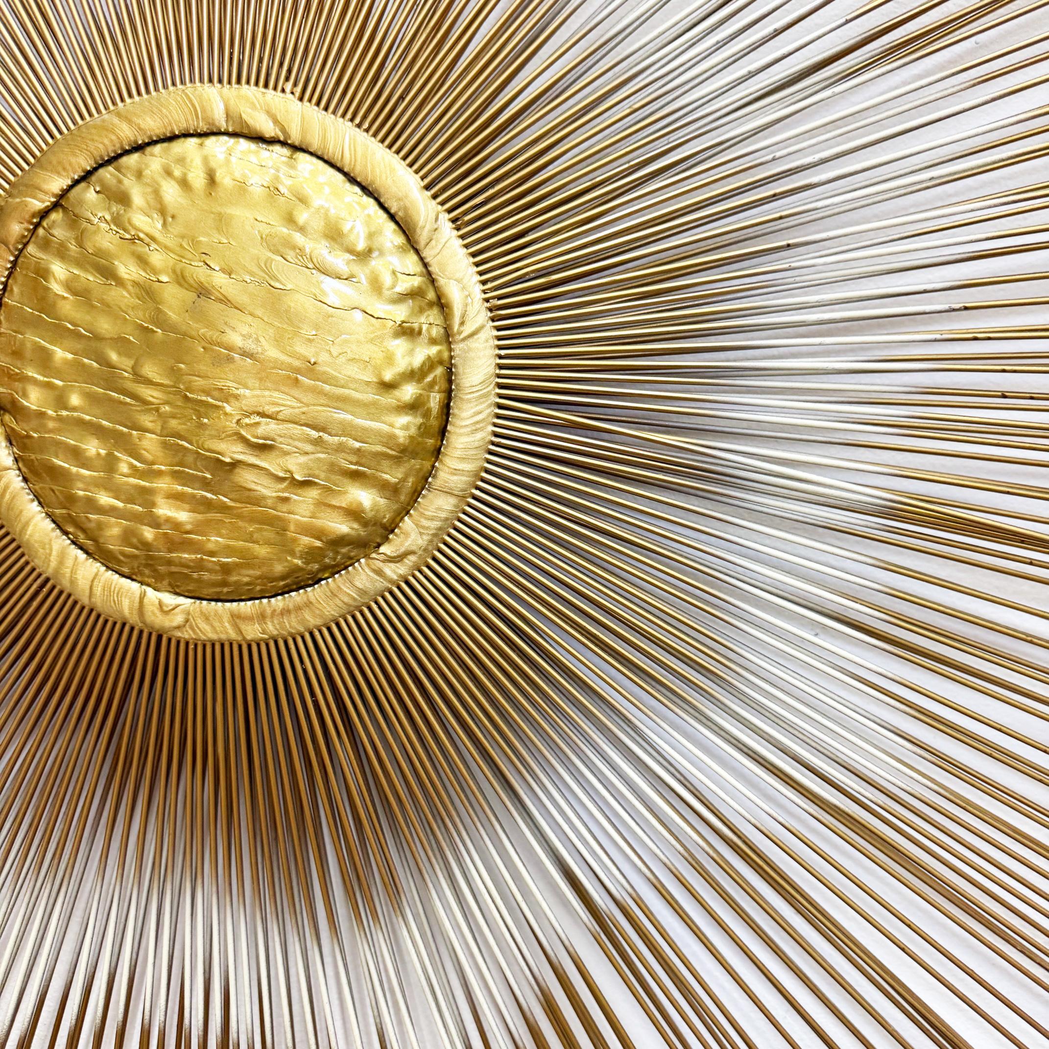 Mid-Century Casa Devall Sunburst Wandskulptur, Brutalist Kupfer, Messing, signiert im Angebot 3