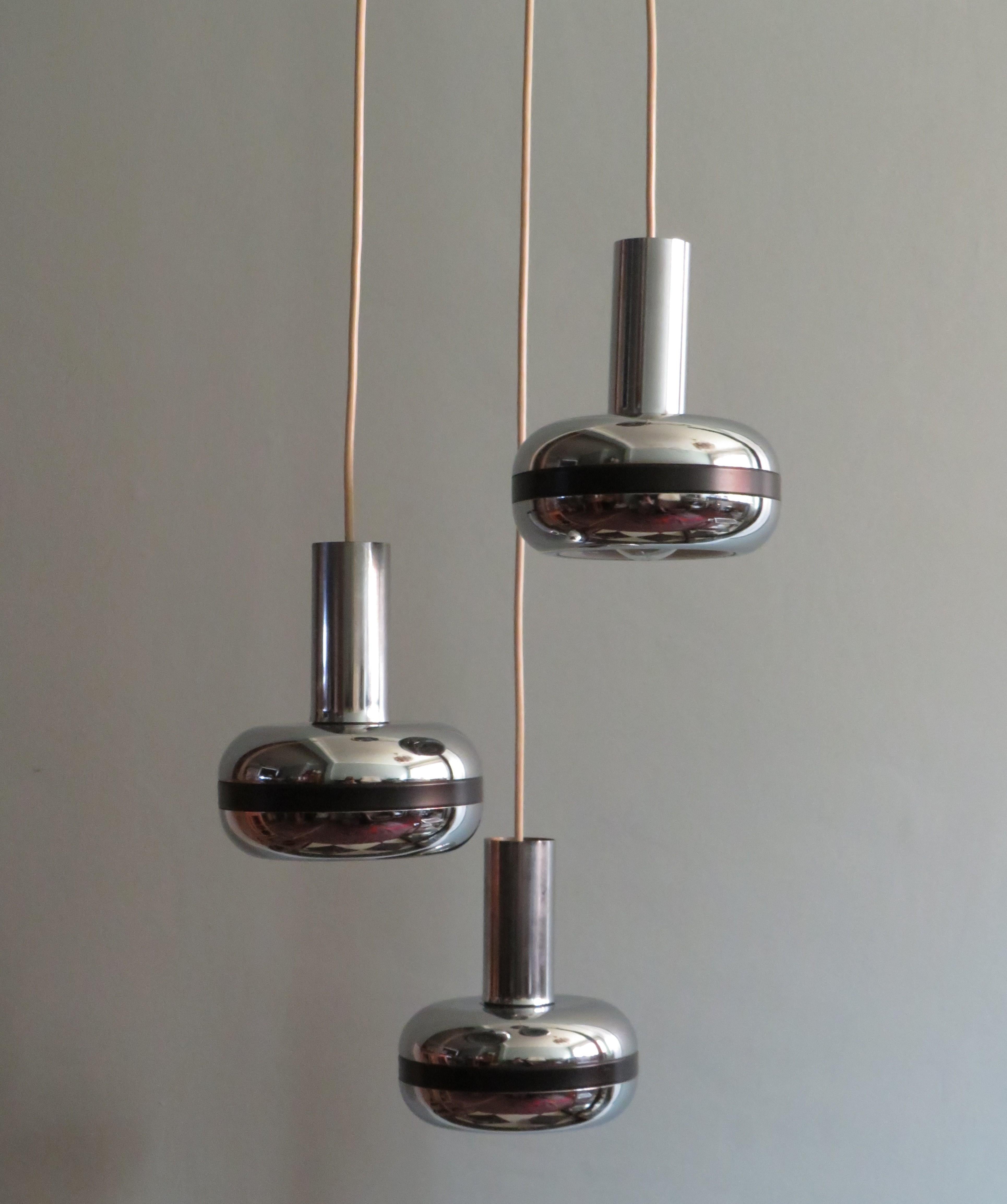 Space Age Mid Century Cascade Chandelier in Chrome, Belgium, 1970s For Sale