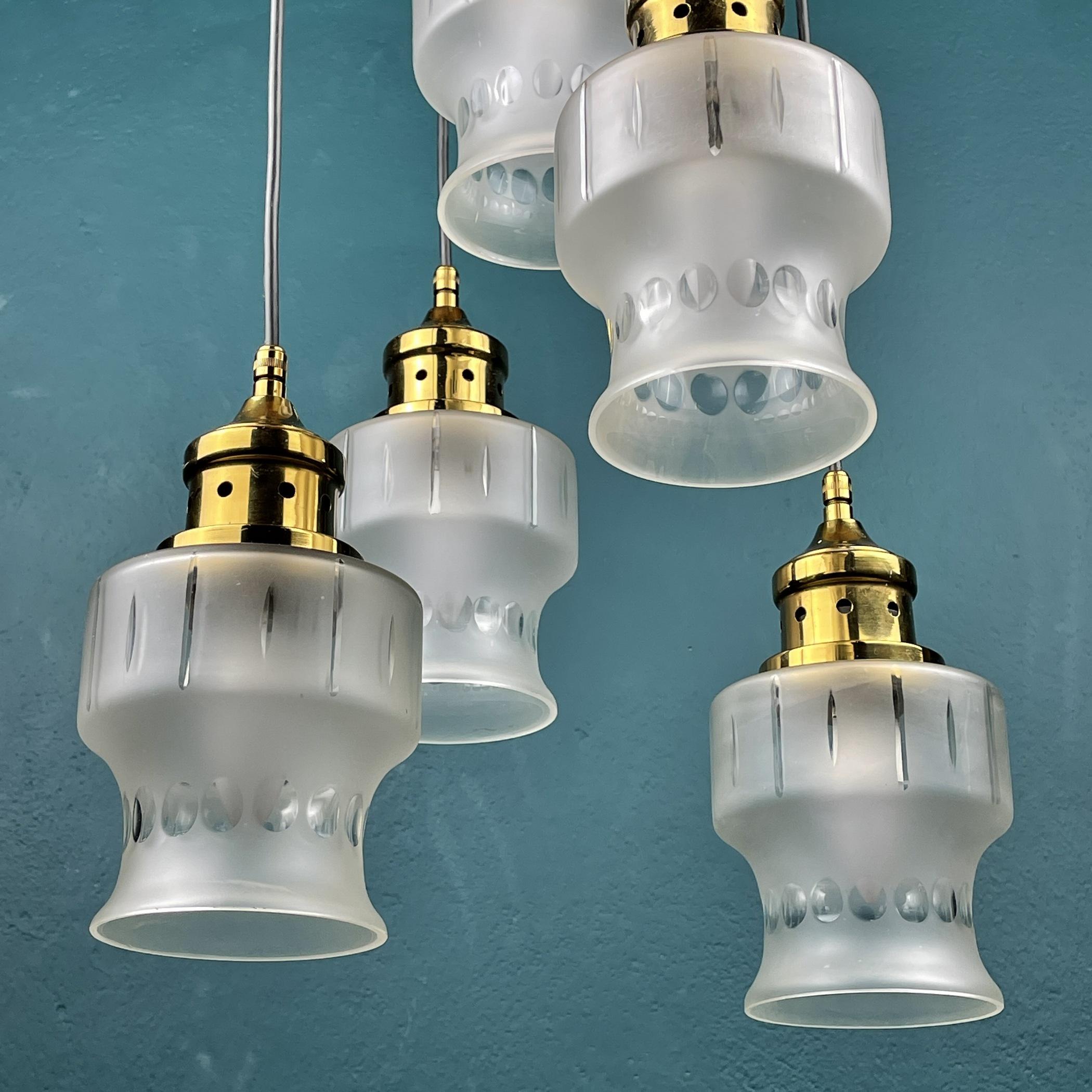 Mid-Century Cascade Glass Chandelier Italy 1970s For Sale 5
