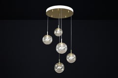 Mid-Century Cascade with Five Smoked Hand-Blown Globes by Glashütte Limburg 1970