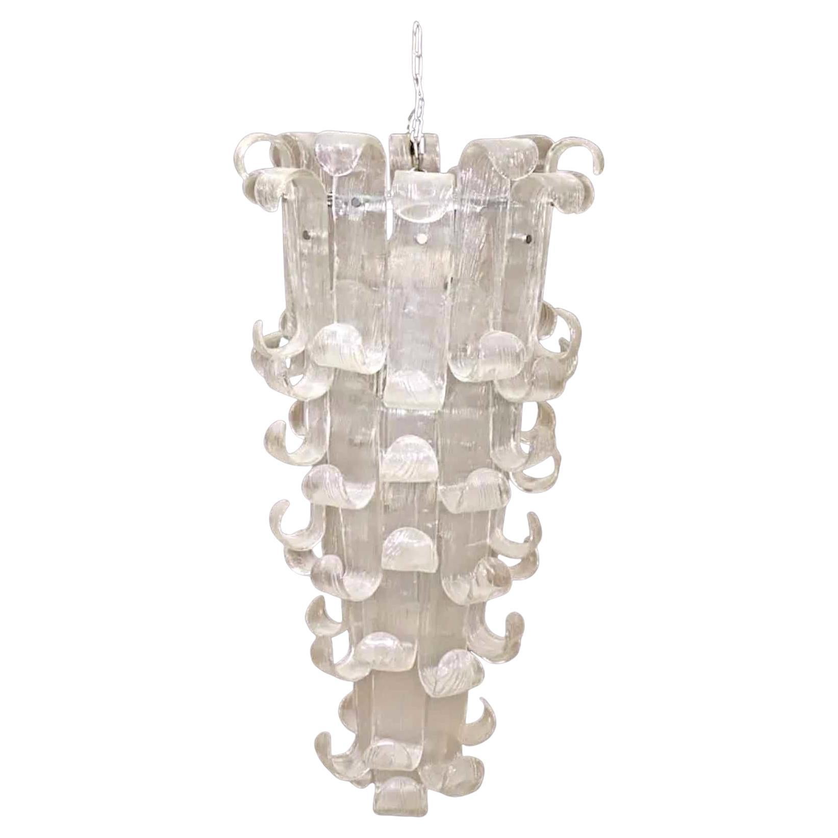 Mid-Century Cascading Glass Chandelier For Sale