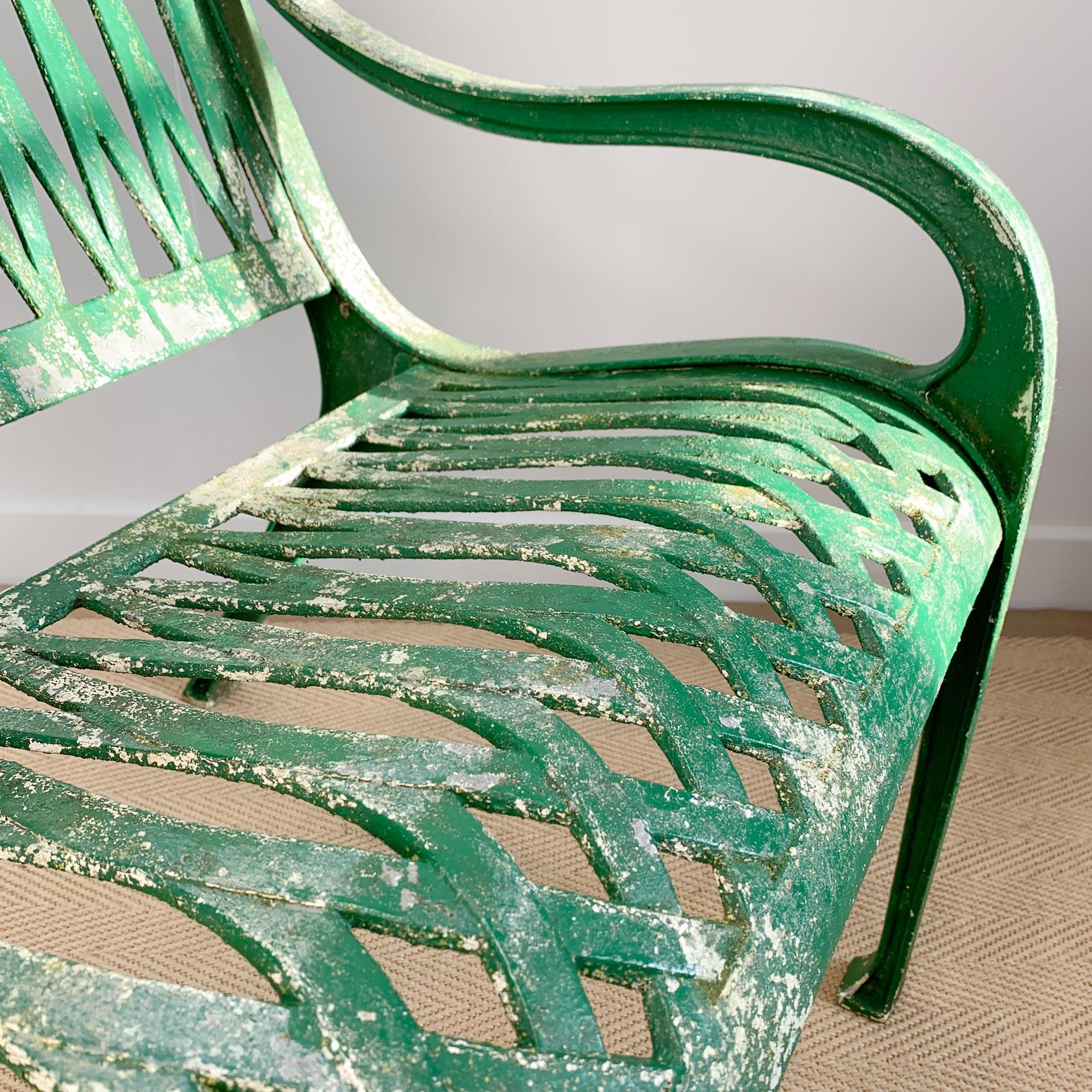 English Mid Century Cast Aluminium Garden Chair For Sale