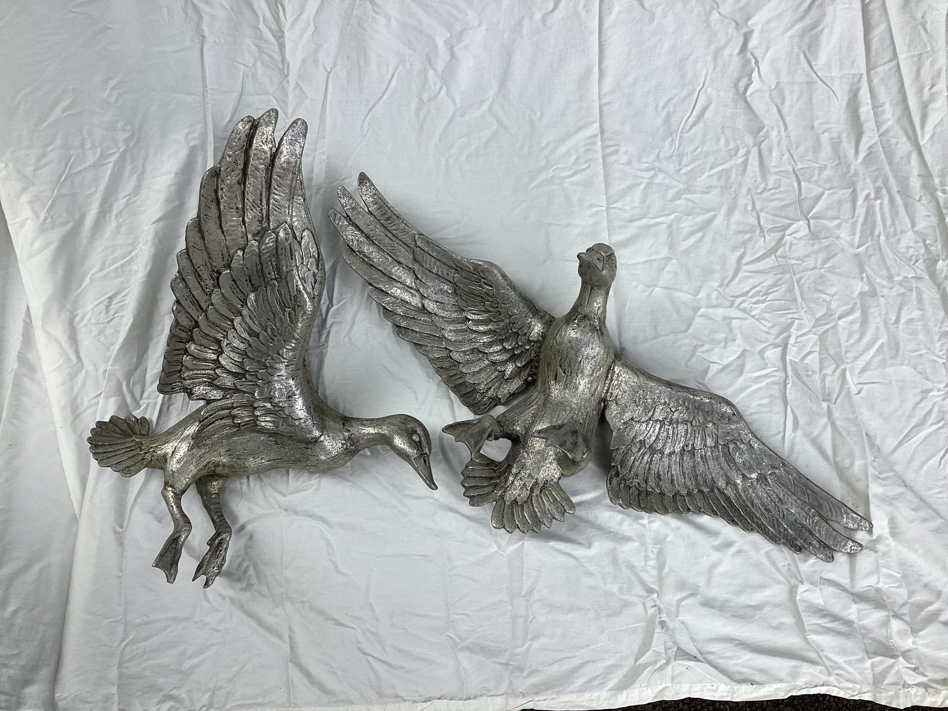 Mid-Century Cast Aluminum Wall-Mounted Ducks. This is a pair. 38