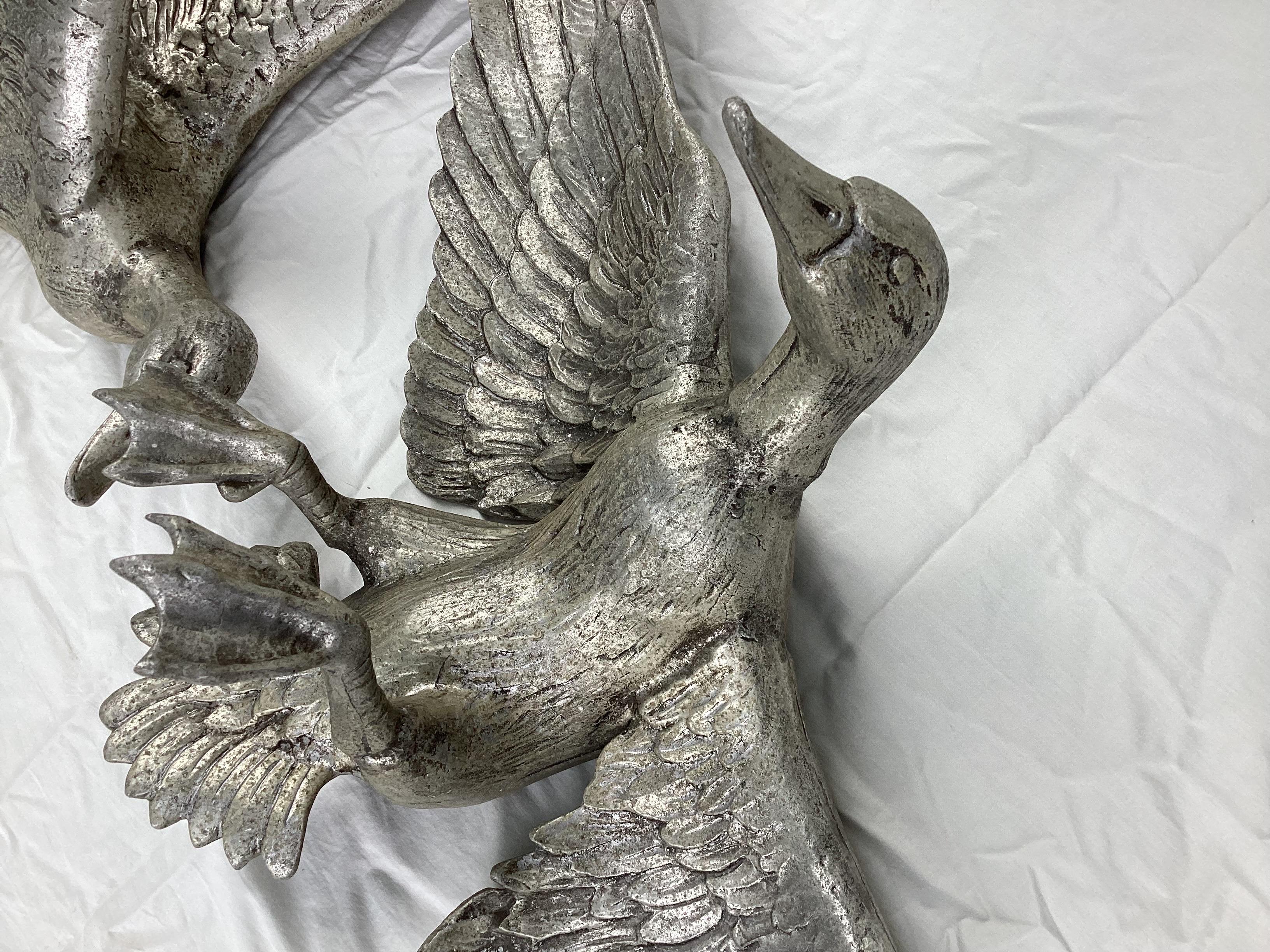 Mid Century Cast Aluminum Wall Mounted Ducks Pair In Excellent Condition In Lambertville, NJ