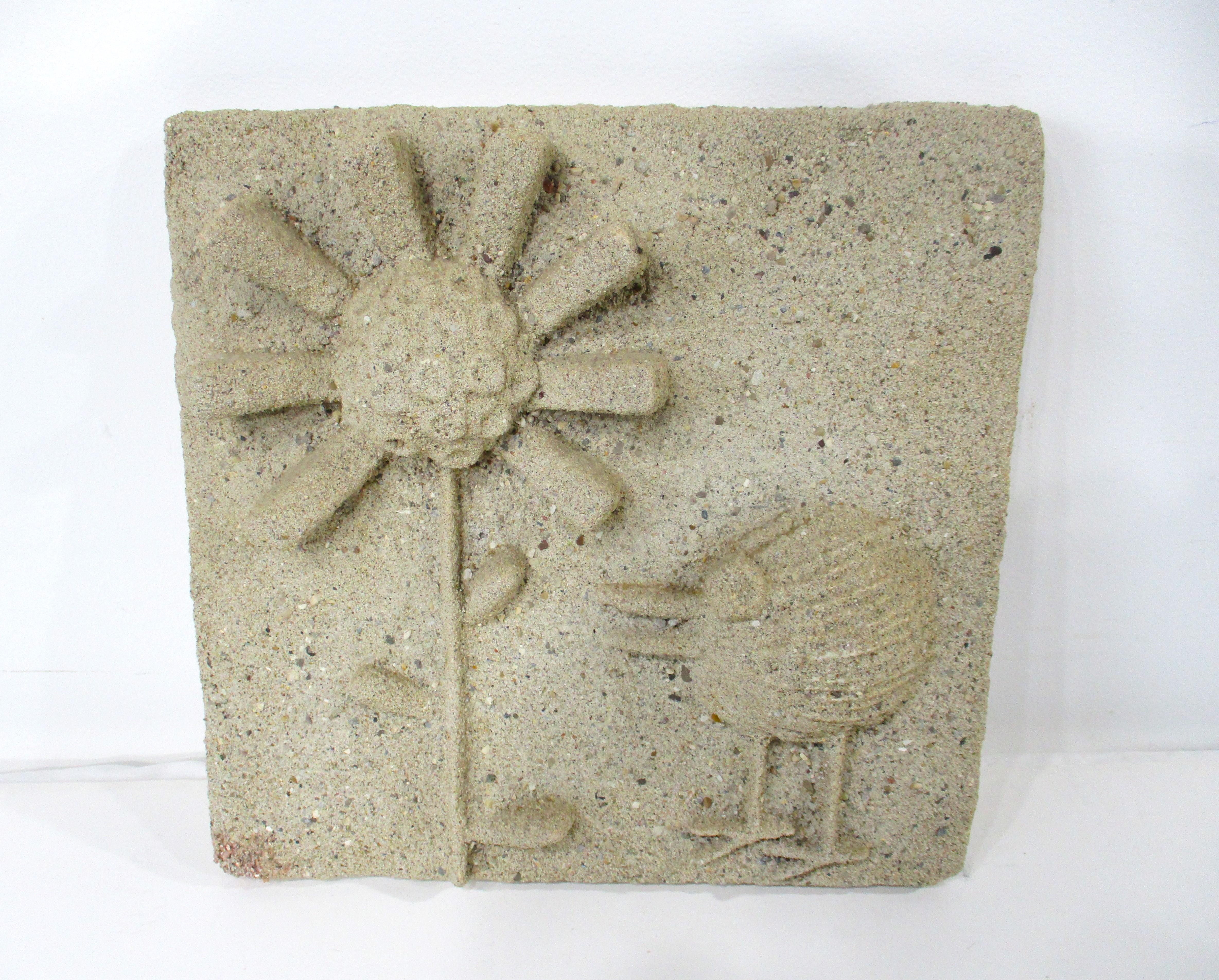 Mid Century Cast Bird w Flower Wall Sculpture by Barbara Field   For Sale 3
