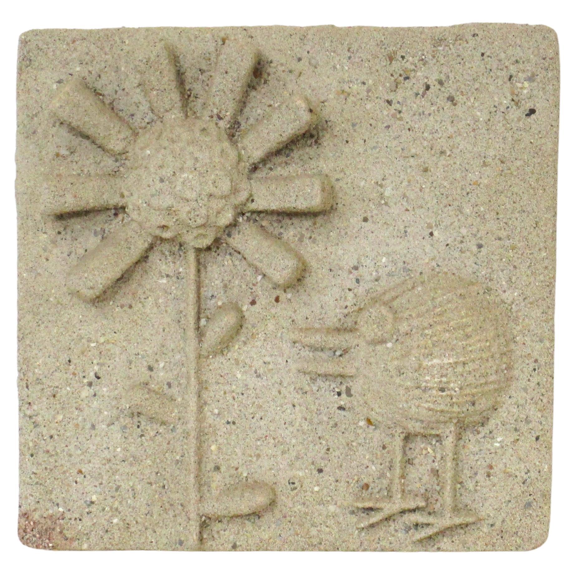 Barbara Field, sculpture murale du milieu du siècle dernier, oiseau moulé avec fleurs