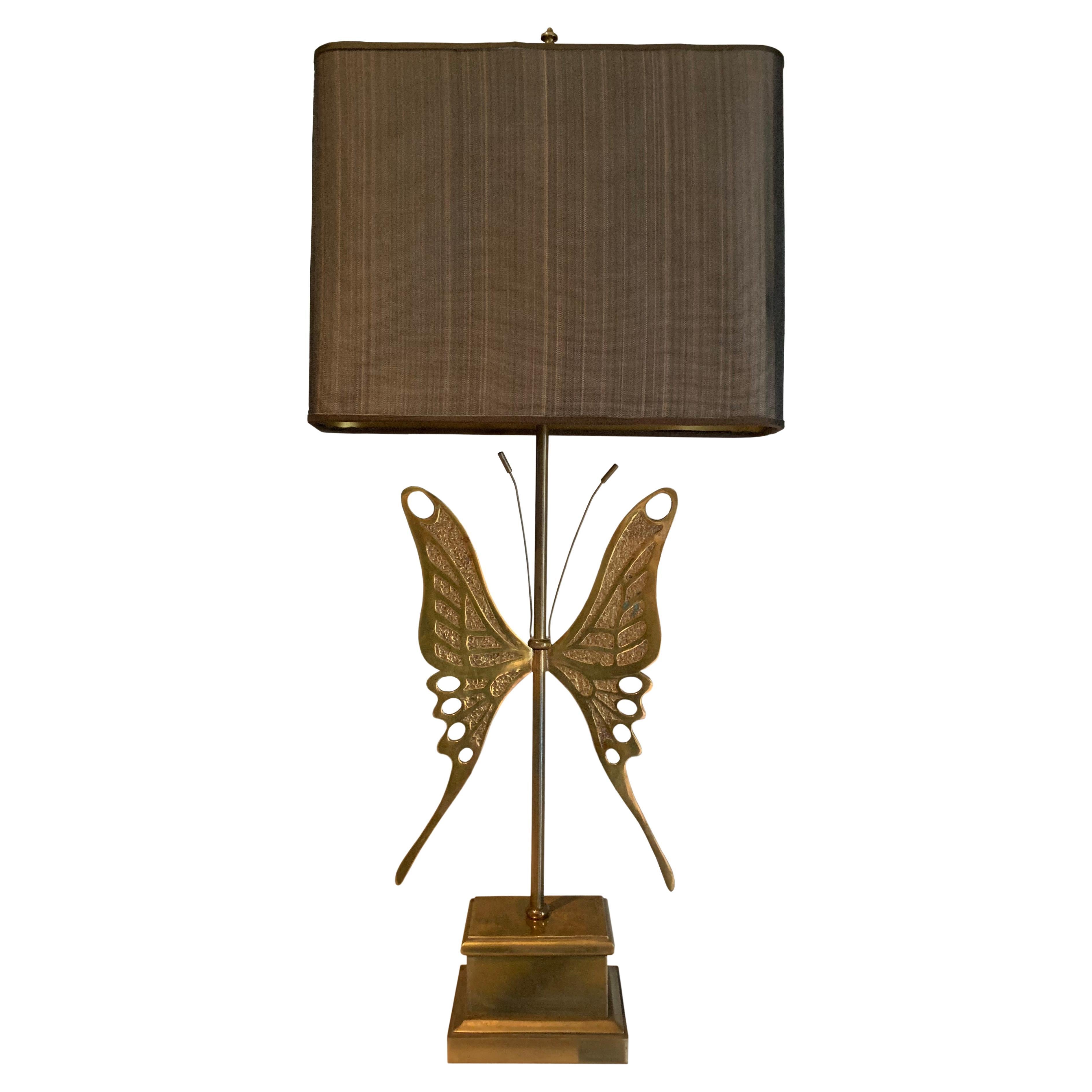 Brass Butterfly Table Lamps - Mid Century attributed to Maison Charles