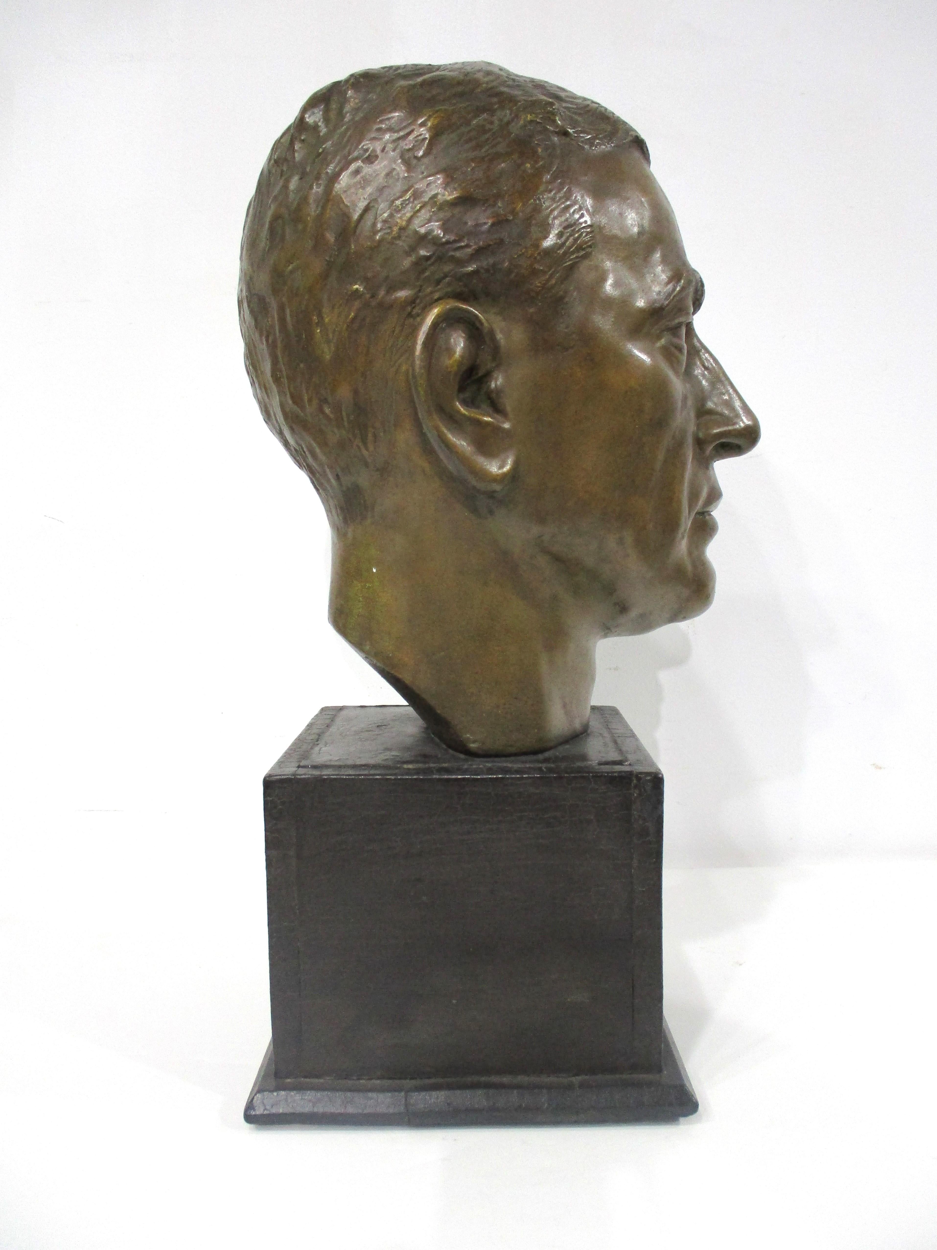 Mid-Century Modern Mid Century Cast Bronze Styled Male Bust  For Sale