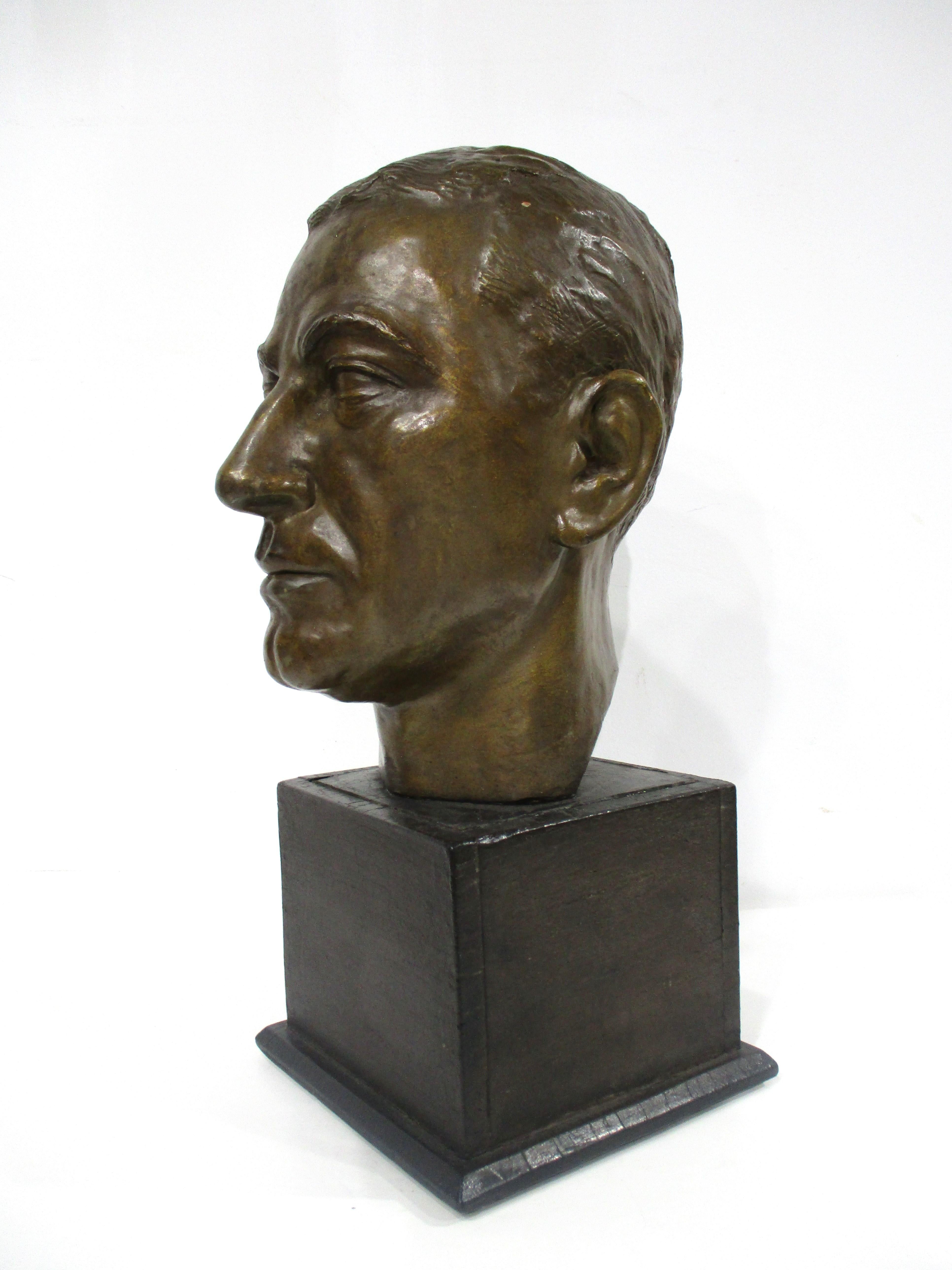 American Mid Century Cast Bronze Styled Male Bust  For Sale