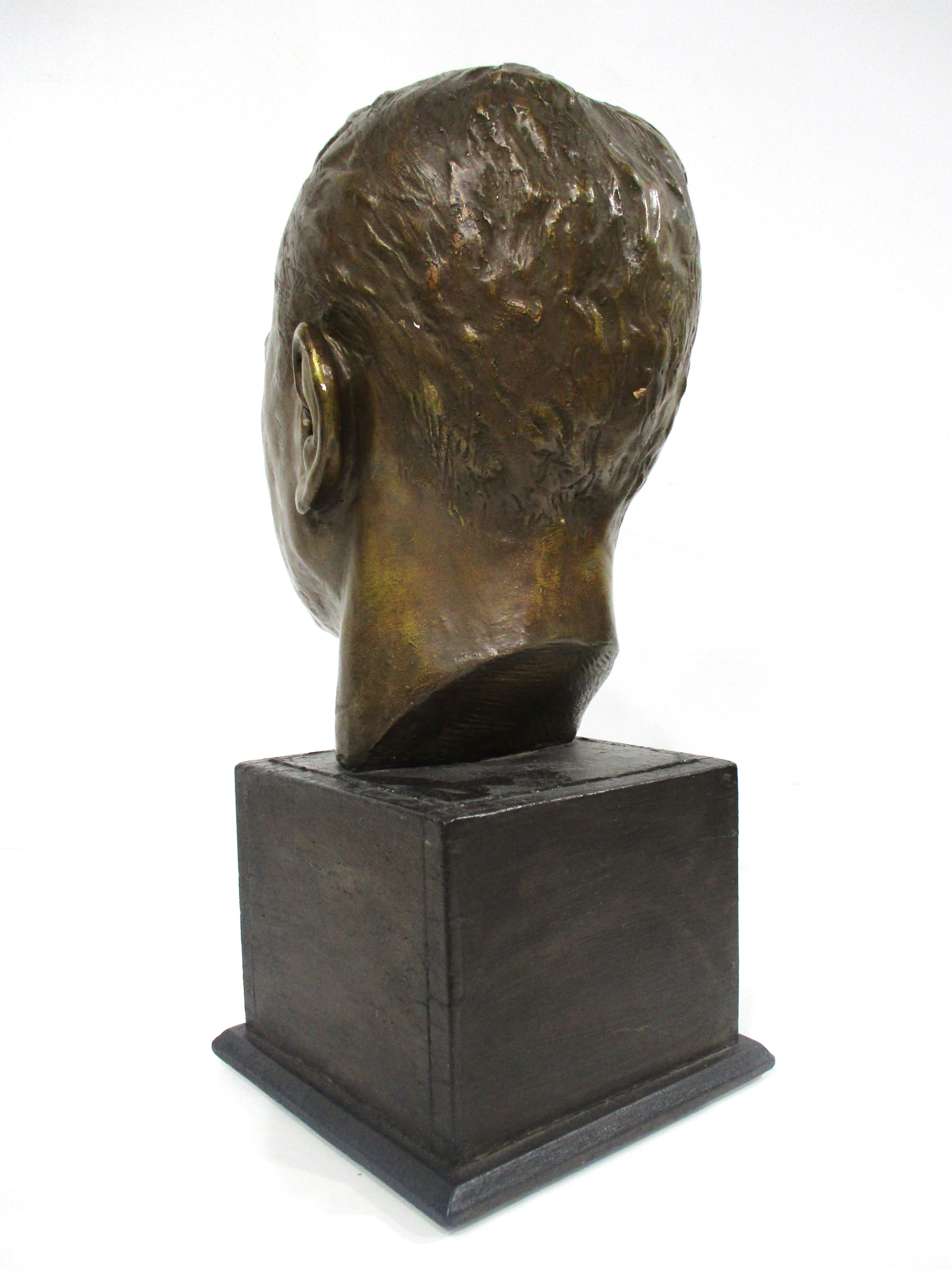 Mid Century Cast Bronze Styled Male Bust  In Good Condition For Sale In Cincinnati, OH