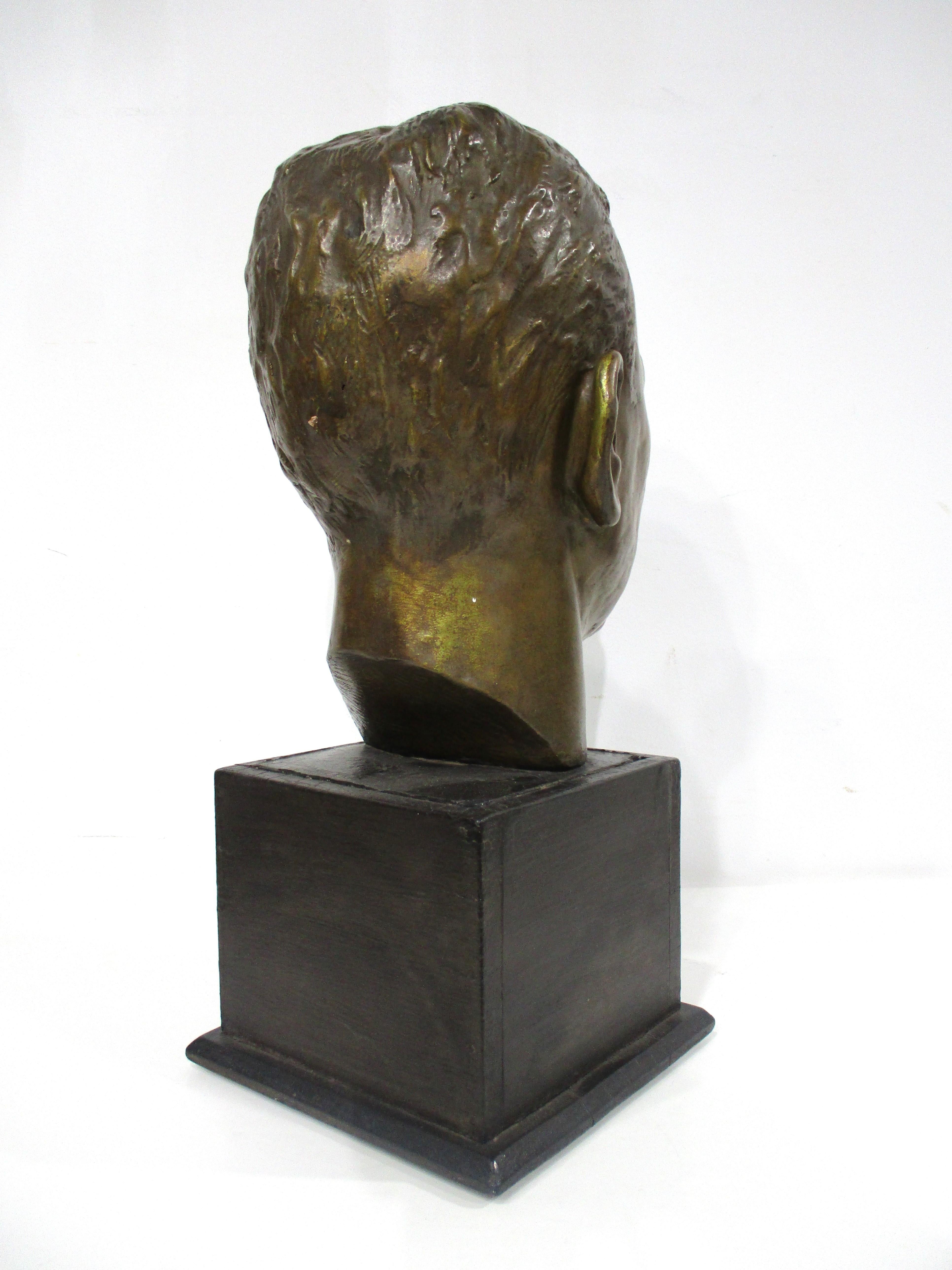 20th Century Mid Century Cast Bronze Styled Male Bust  For Sale