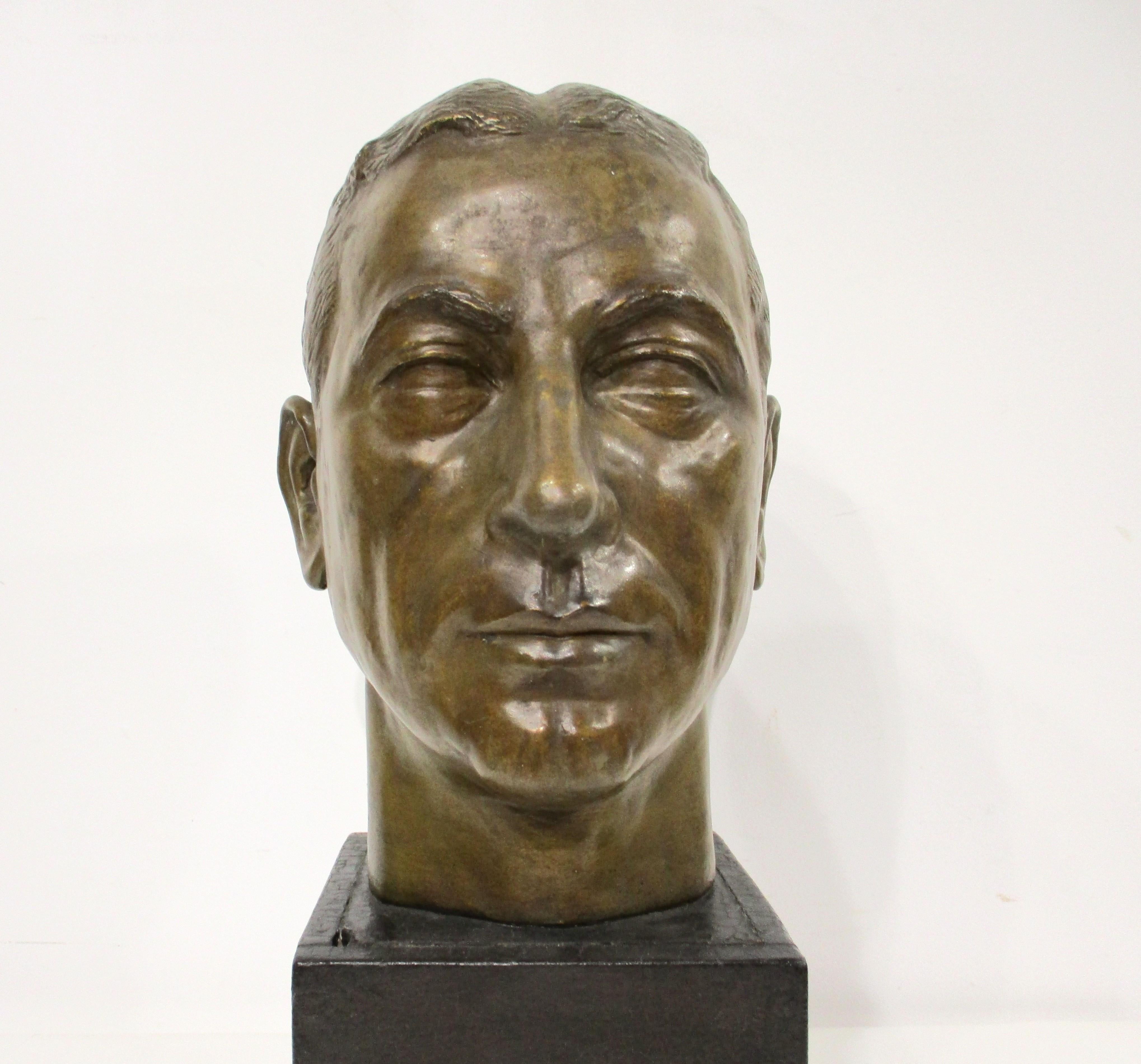 Mid Century Cast Bronze Styled Male Bust  For Sale 2