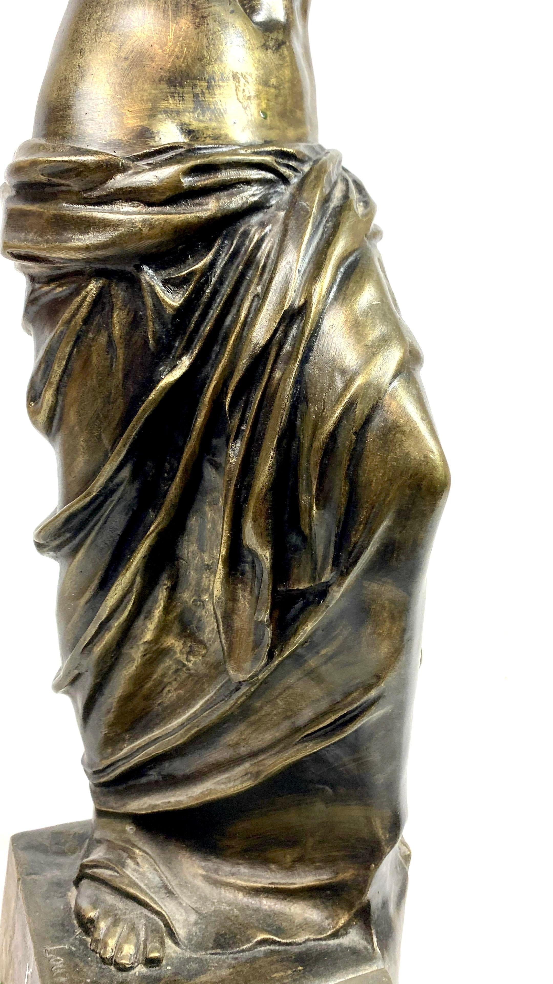 Neoclassical Revival Midcentury Cast Bronze Venus de Milo Table Lamp, Neoclassical, Monumental Light For Sale