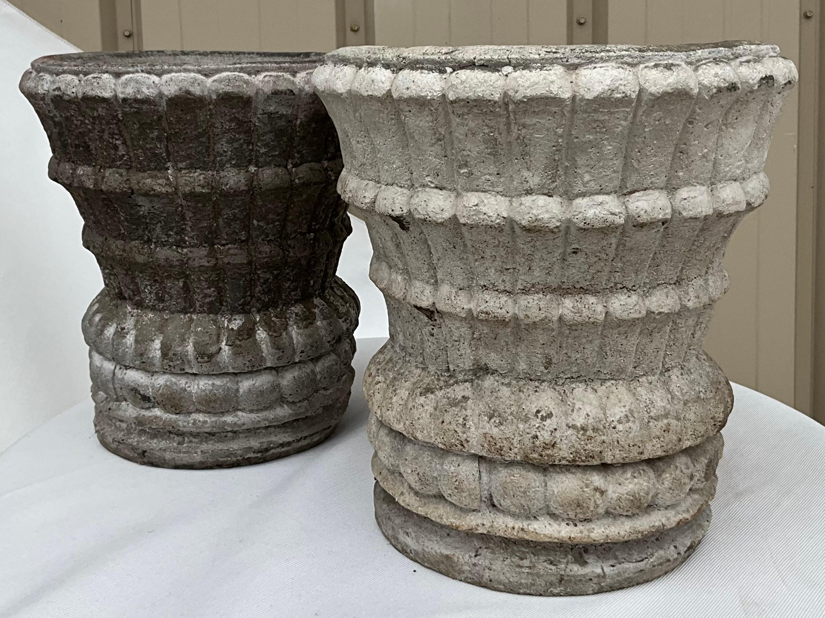 Aesthetic Movement Mid-Century Cast Concrete English Garden Style Pots / Planters / Jardinieres - 2 For Sale