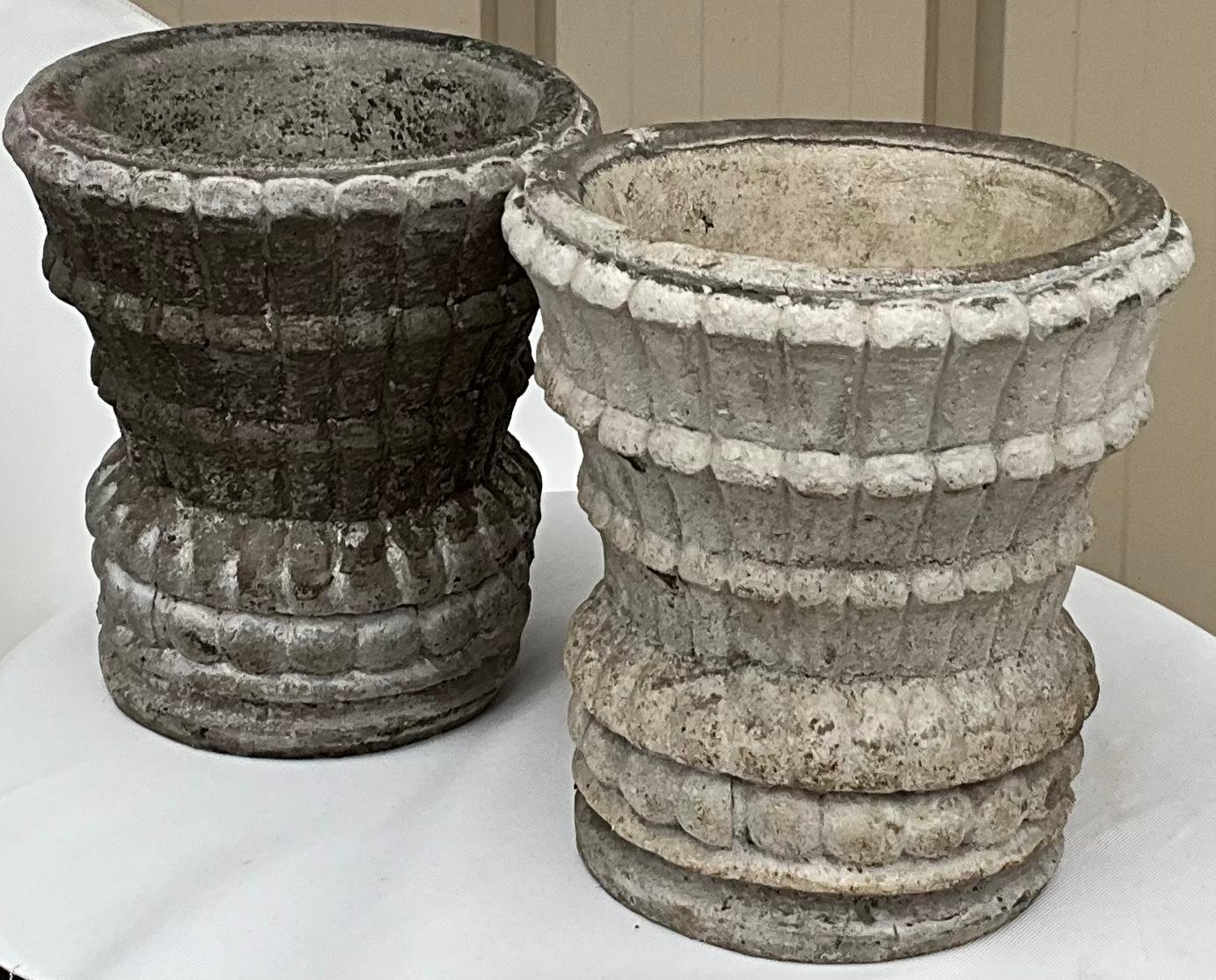 American Mid-Century Cast Concrete English Garden Style Pots / Planters / Jardinieres - 2 For Sale