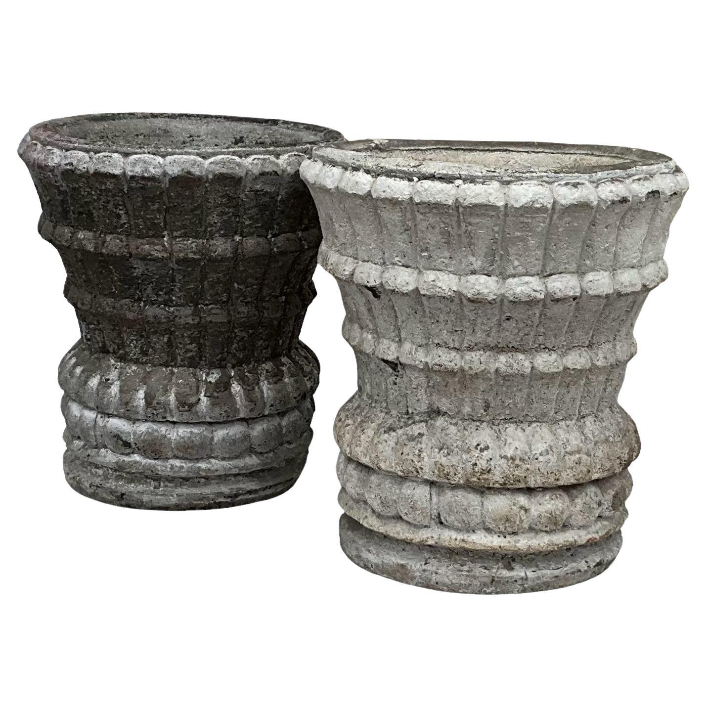 Mid-Century Cast Concrete English Garden Style Pots / Planters / Jardinieres - 2 For Sale