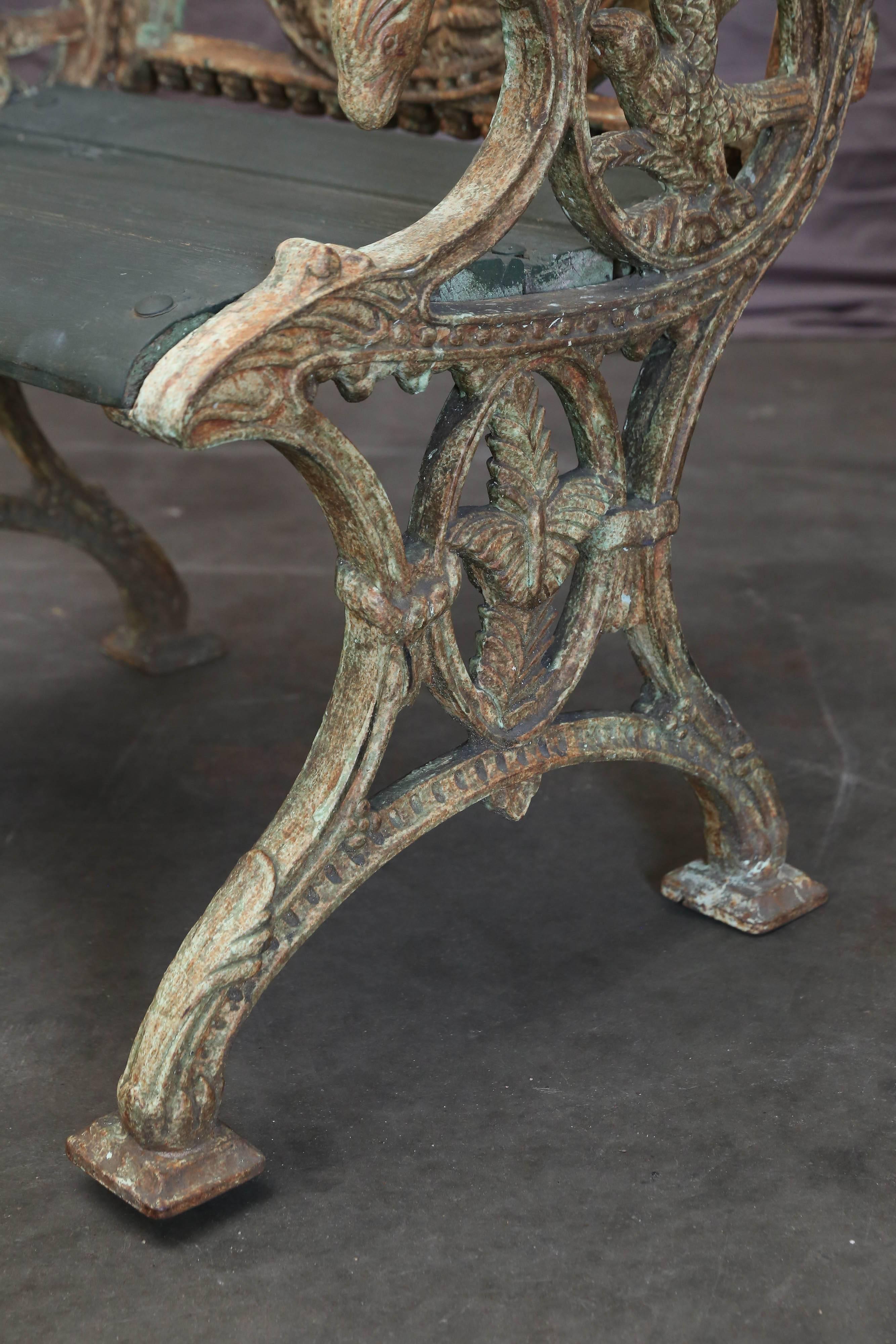 Indian Midcentury Cast Iron and Teakwood Ornamental Chair from Rail Road Stations