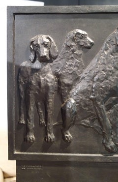 Cast Iron Decorative Panel from La Monnaie De Paris Figuring Five Dogs