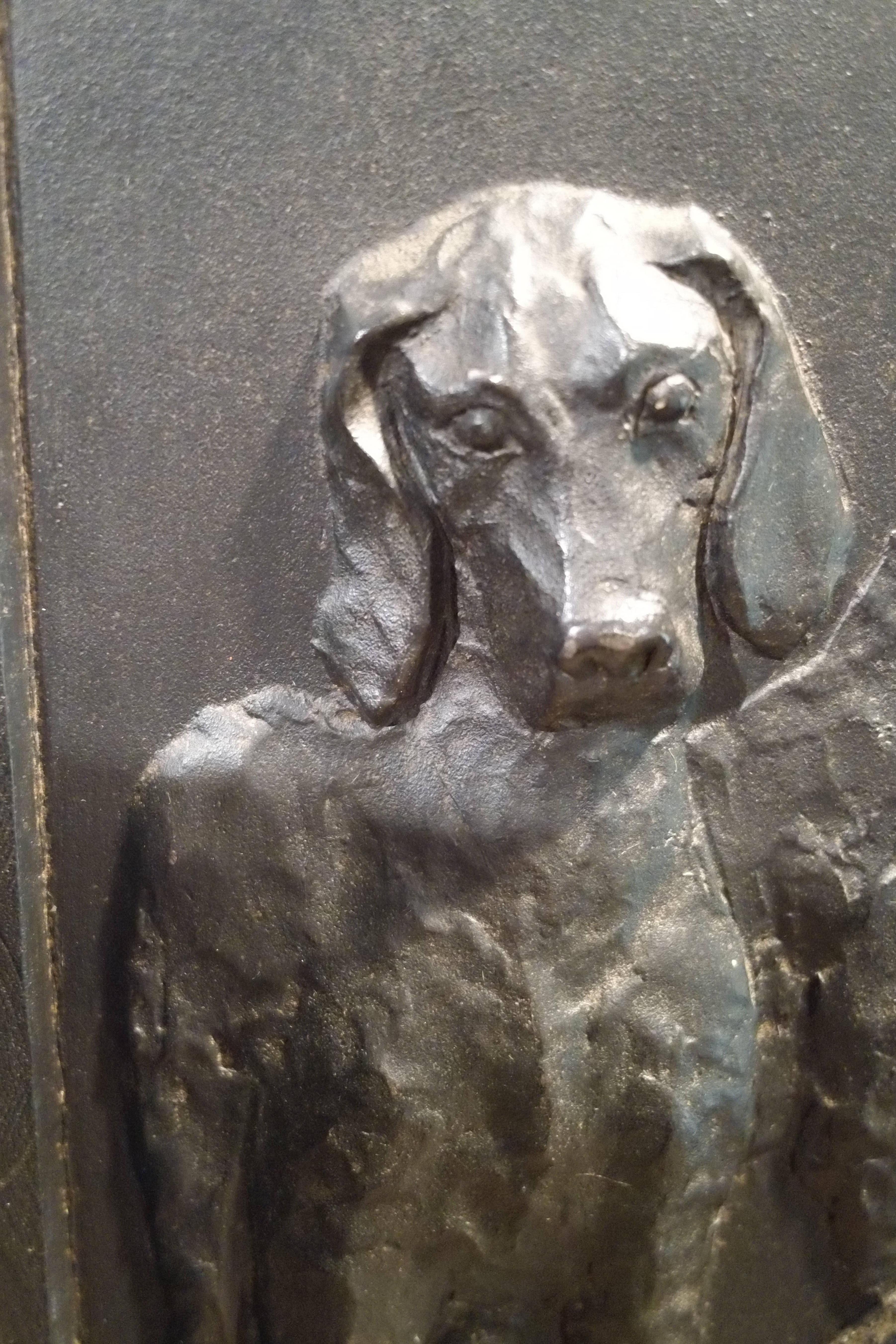 Mid-20th Century Cast Iron Decorative Panel from La Monnaie De Paris Figuring Five Dogs For Sale