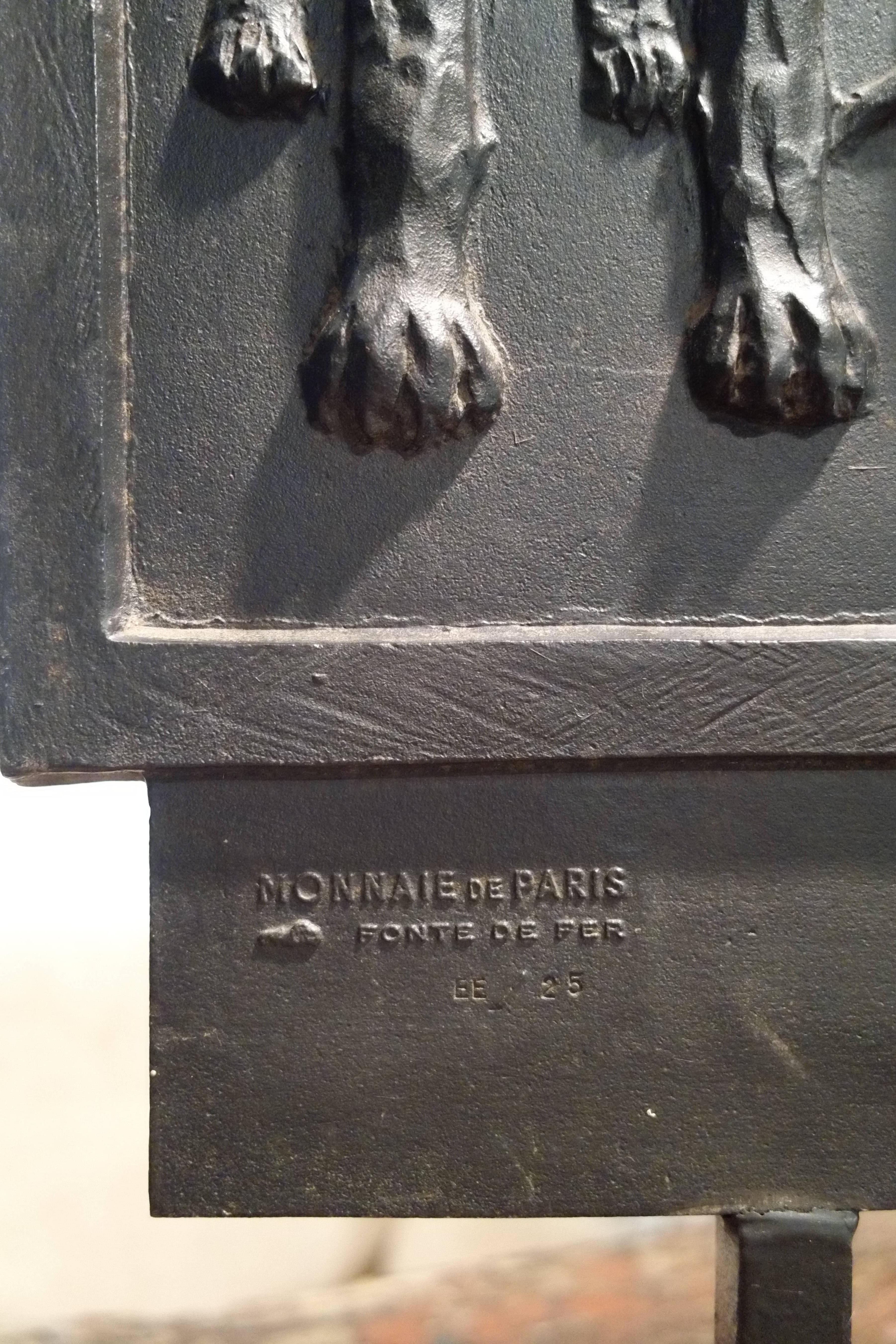 Cast Iron Decorative Panel from La Monnaie De Paris Figuring Five Dogs For Sale 2