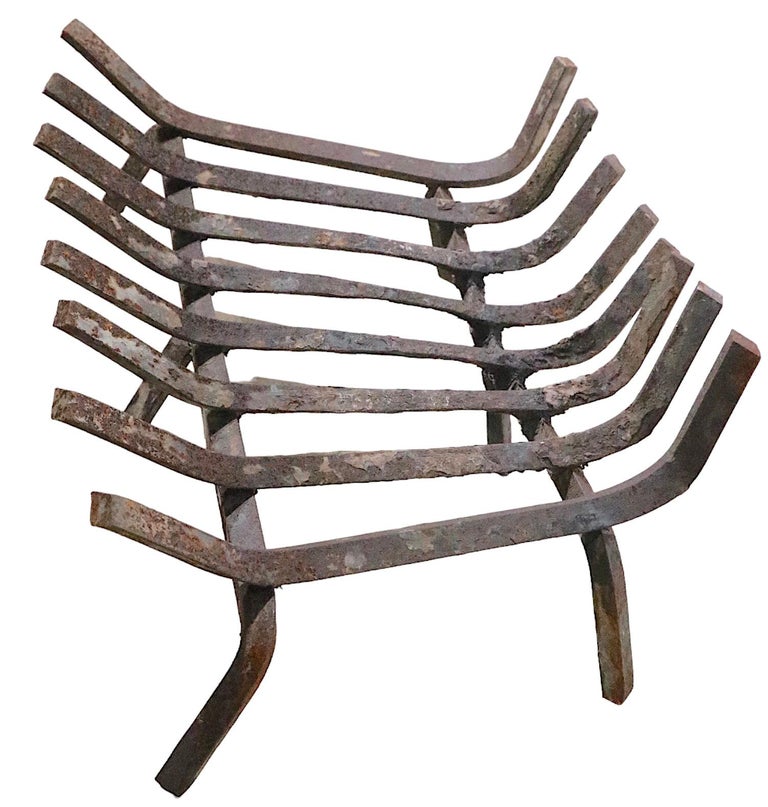 Mid Century Cast Iron Fireplace Insert Grate For Sale at 1stDibs