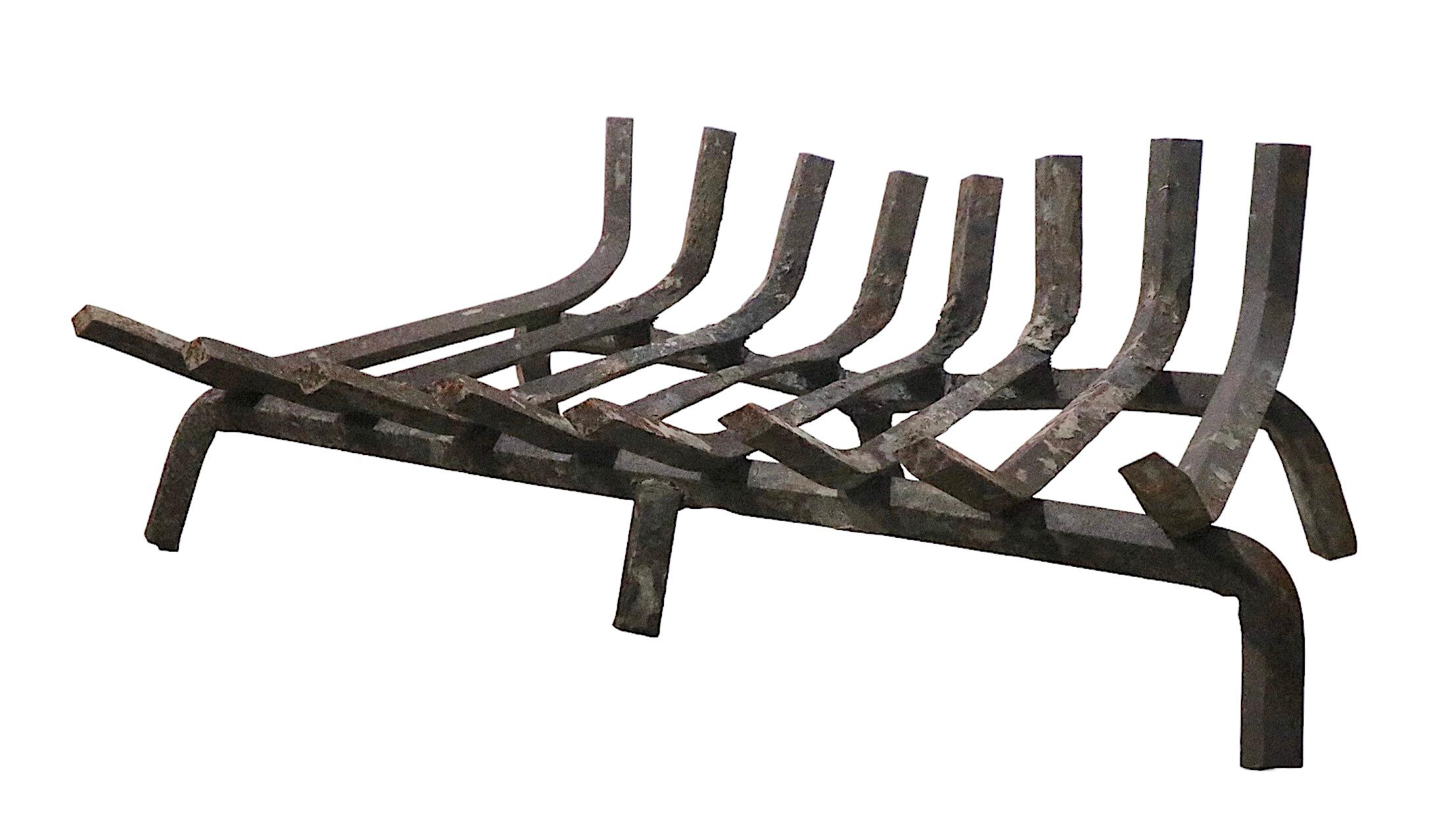 20th Century  Mid Century Cast Iron Fireplace Insert Grate For Sale