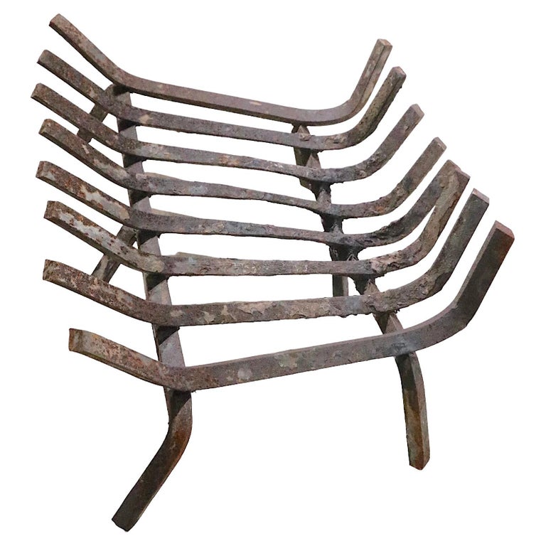 Mid Century Cast Iron Fireplace Insert Grate For Sale at 1stDibs