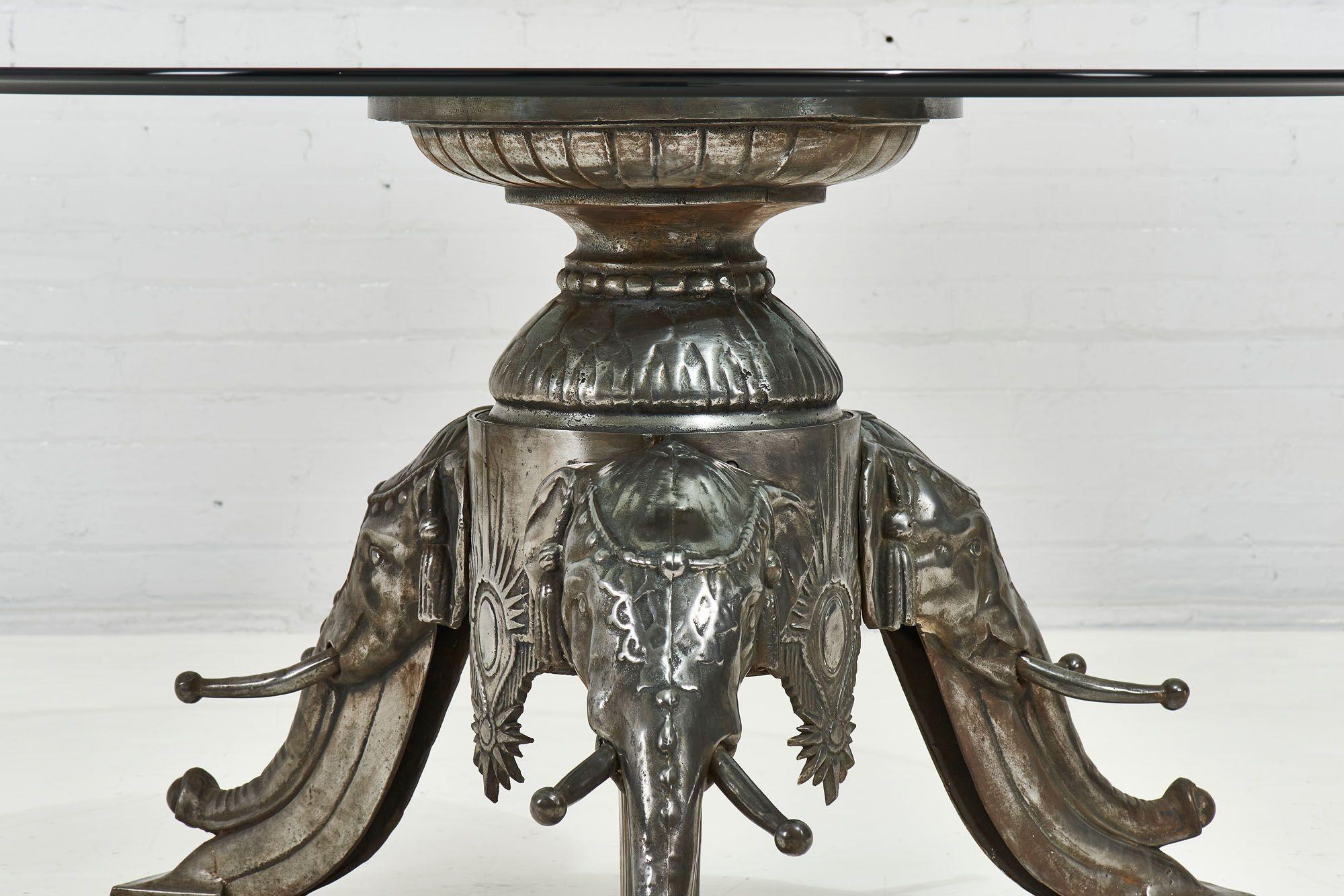 Mid-20th Century Mid Century Cast Iron Triple Elephant Head Center Dining Table, 1960 For Sale