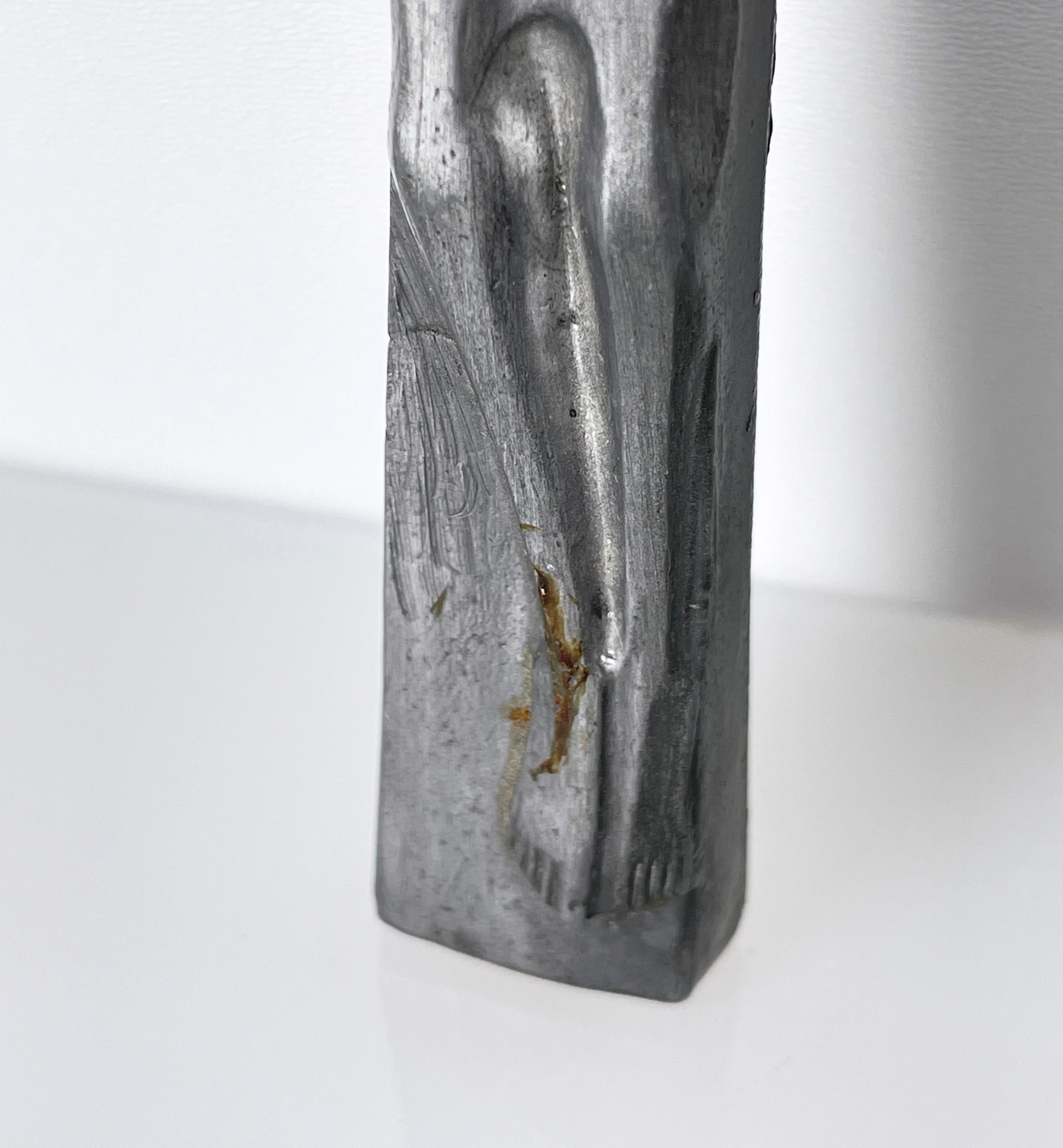 Mid Century cast metal Brutalist Crucifix For Sale 3