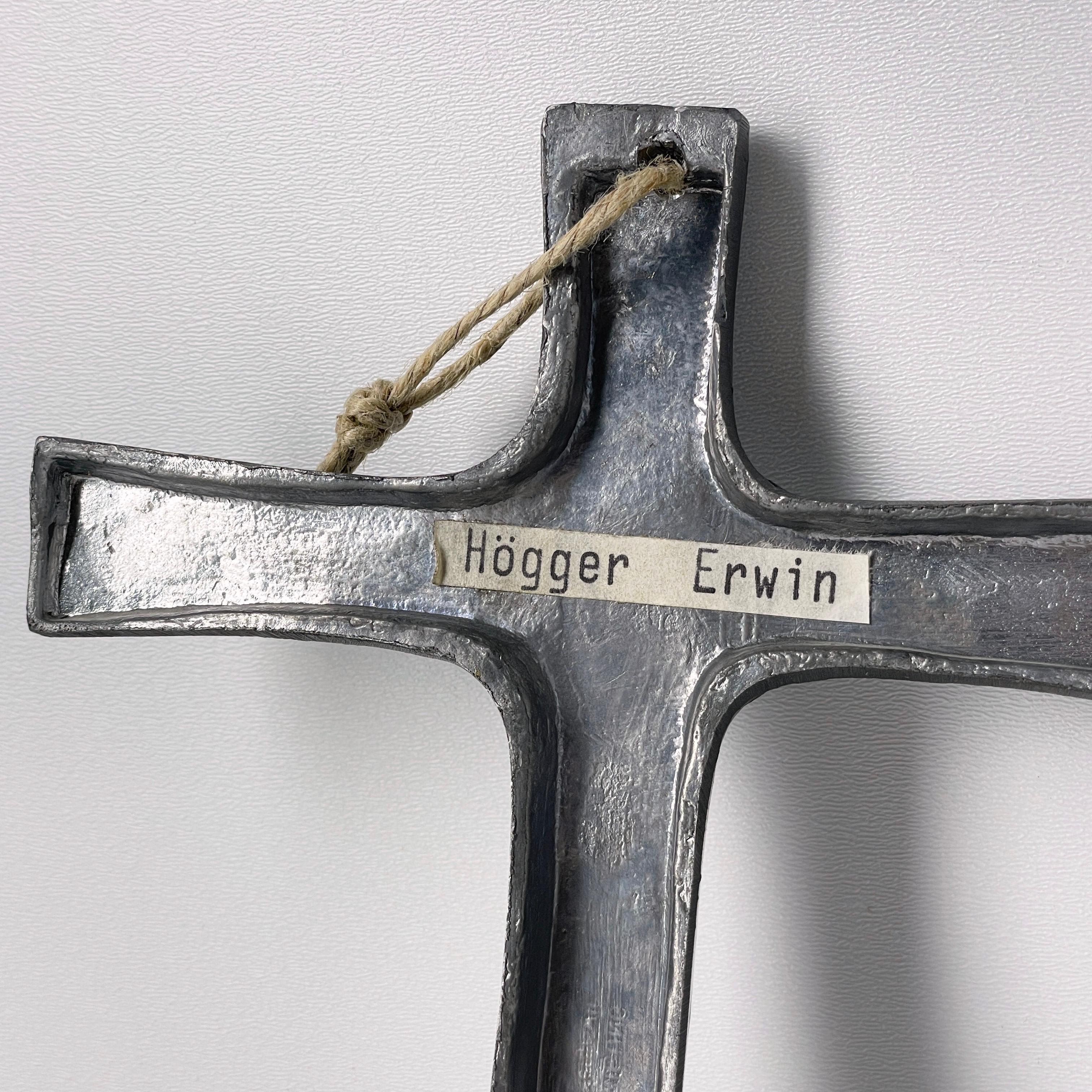 Metal Mid Century cast metal Brutalist Crucifix For Sale