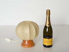 Mid-Century Castiglioni Cocoon Table Lamp with Oak Wood Base, Italy 1960s