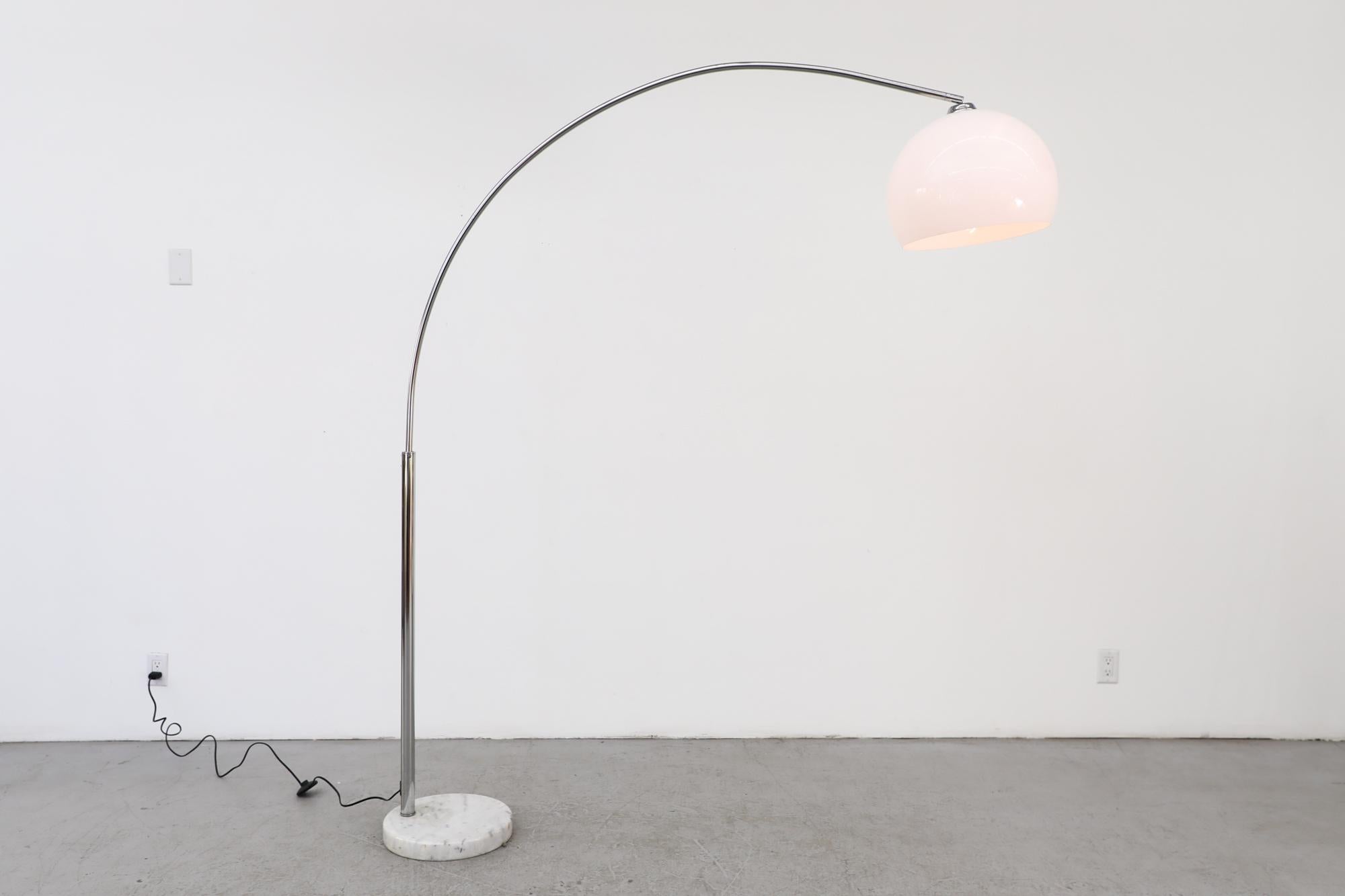 Mid-Century Modern Mid-Century Castiglioni Inspired Standing Arc Lamp with Marble Base