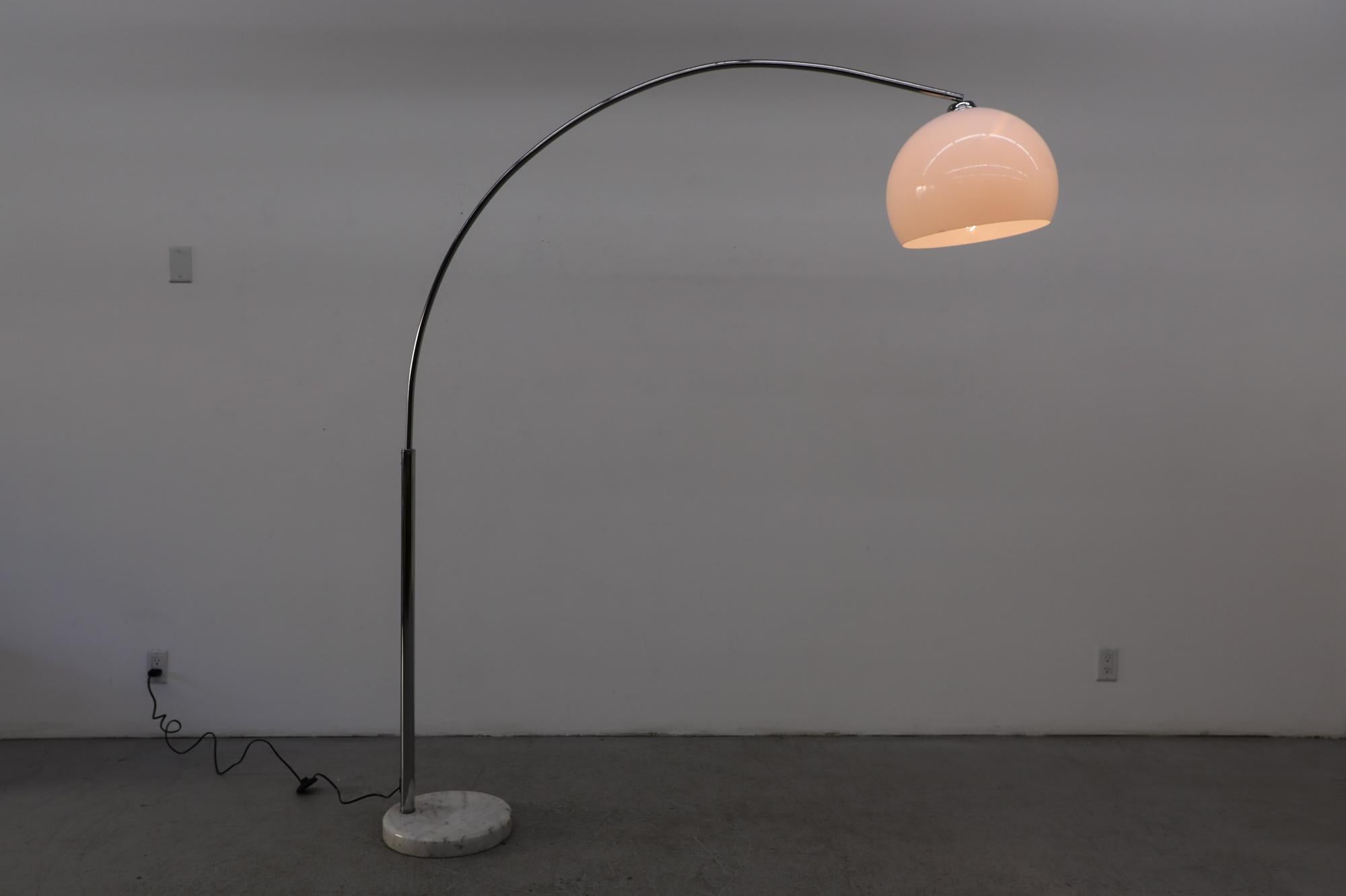 Dutch Mid-Century Castiglioni Inspired Standing Arc Lamp with Marble Base