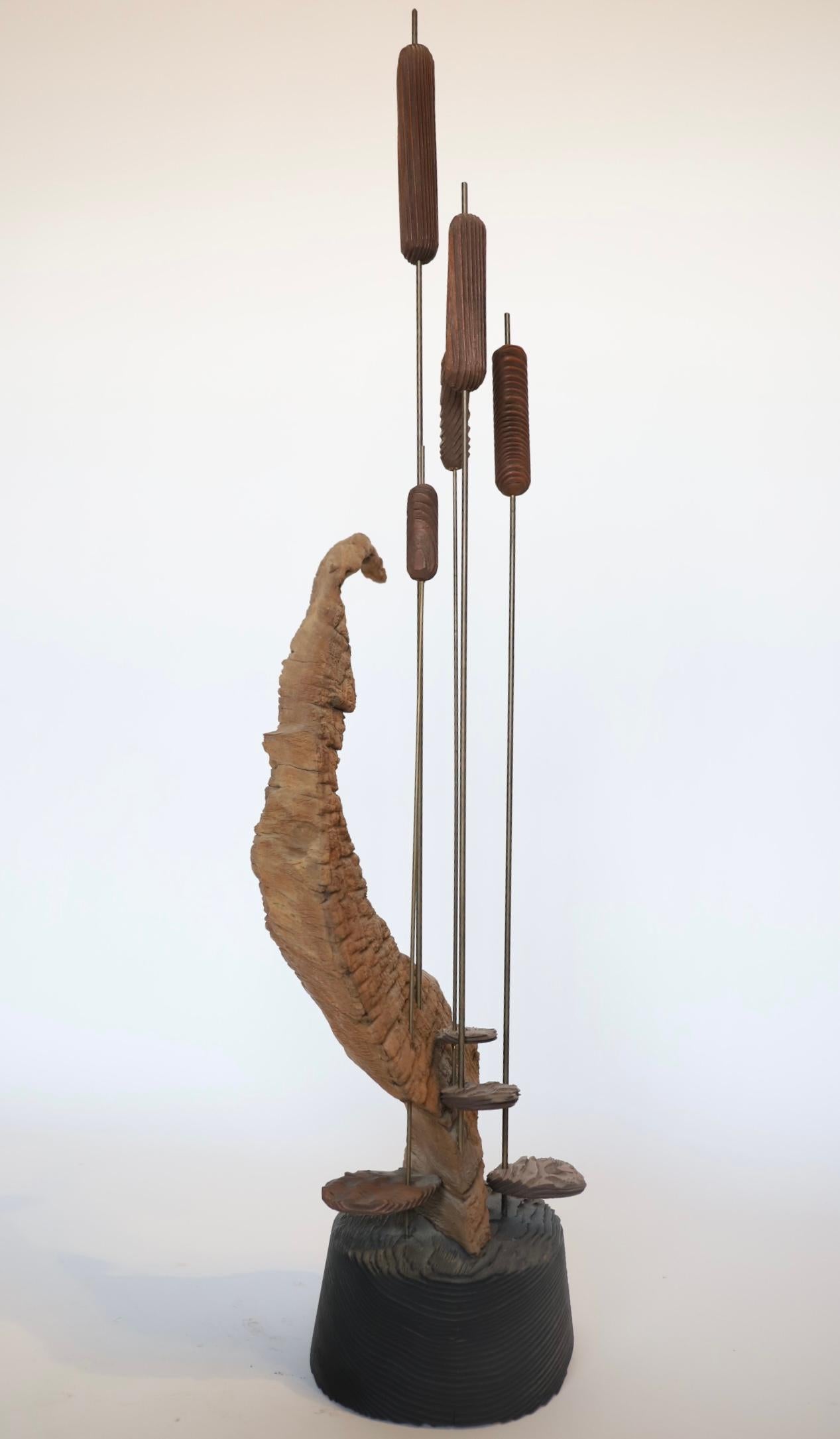 Midcentury Cat Tail and Driftwood Witco Style Sculpture For Sale 1