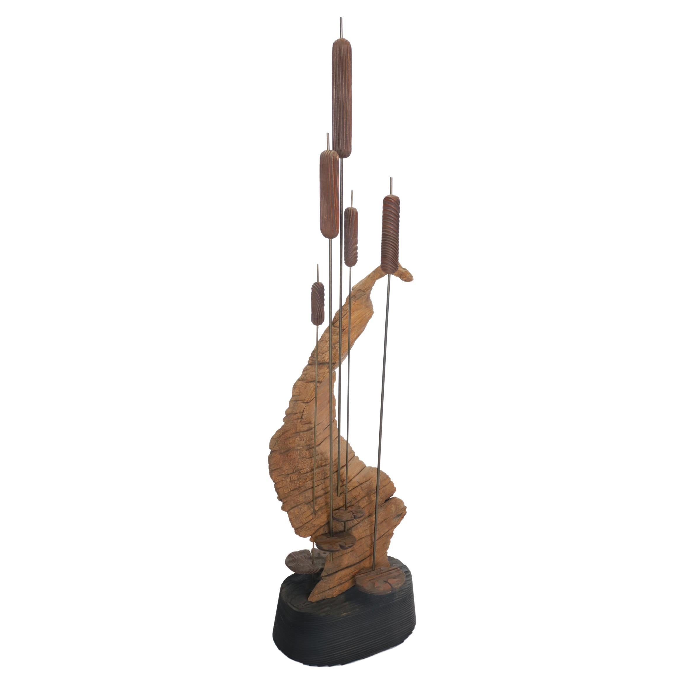 Escultura estilo Witco de mediados de siglo con cola de gato y madera de deriva