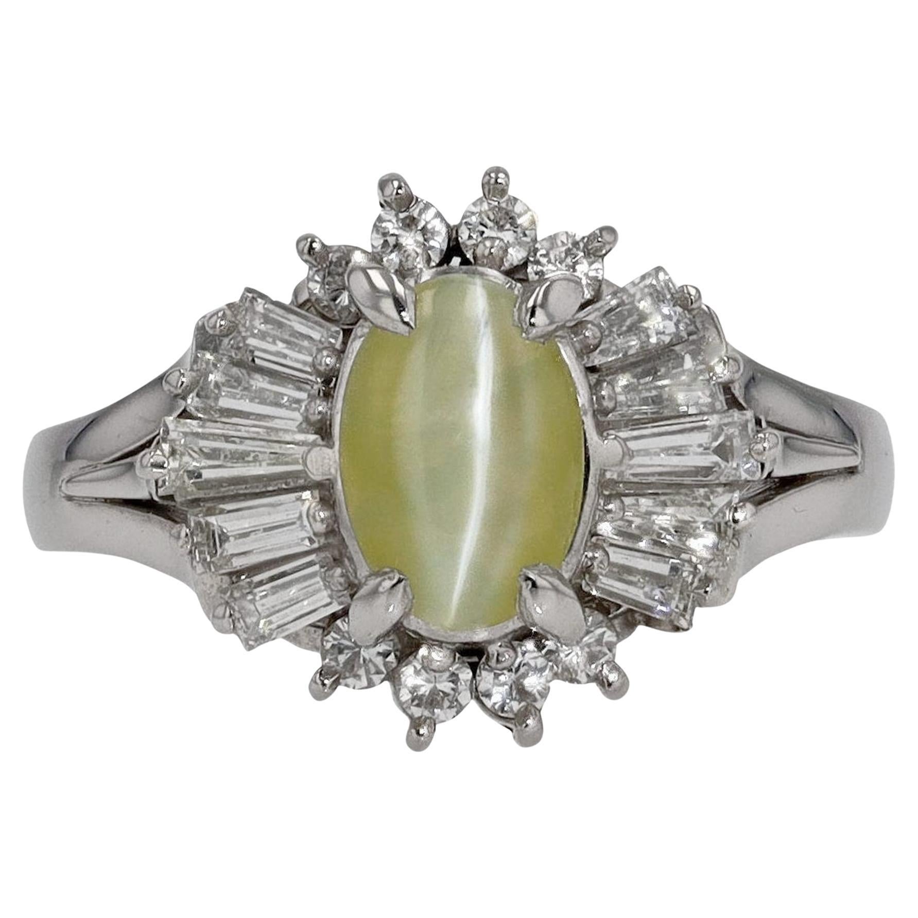 Mid Century Cat's Eye Chrysoberyl Cocktail Ring For Sale