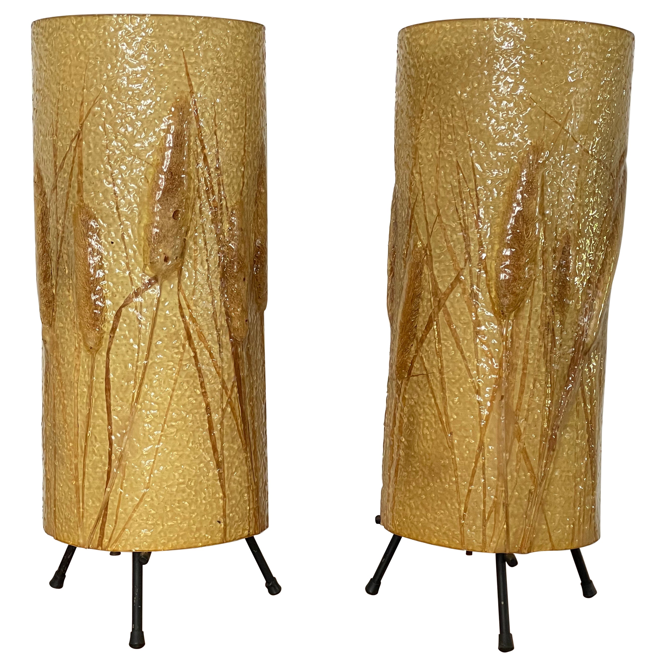 Lampes à quenouille du milieu du siècle sur base de fer