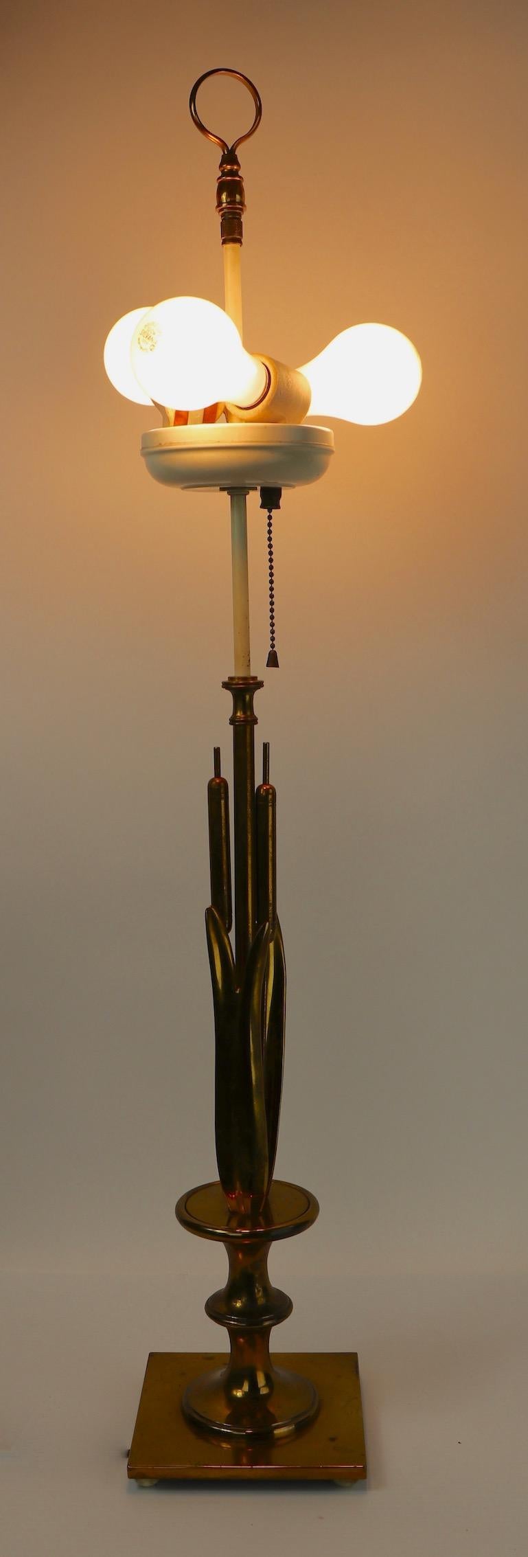 Brass Mid Century Cattail Table Lamp