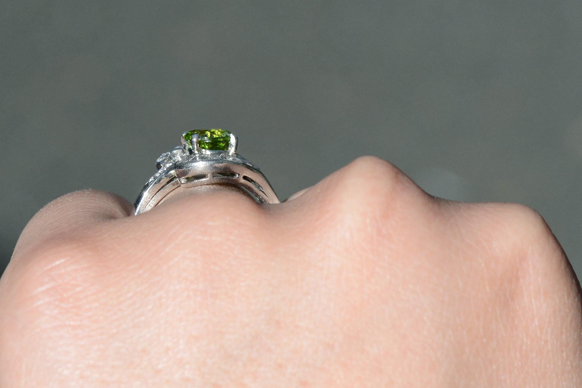 Retro C.D. Peacock Peridot Engagement Ring In Good Condition For Sale In Santa Barbara, CA