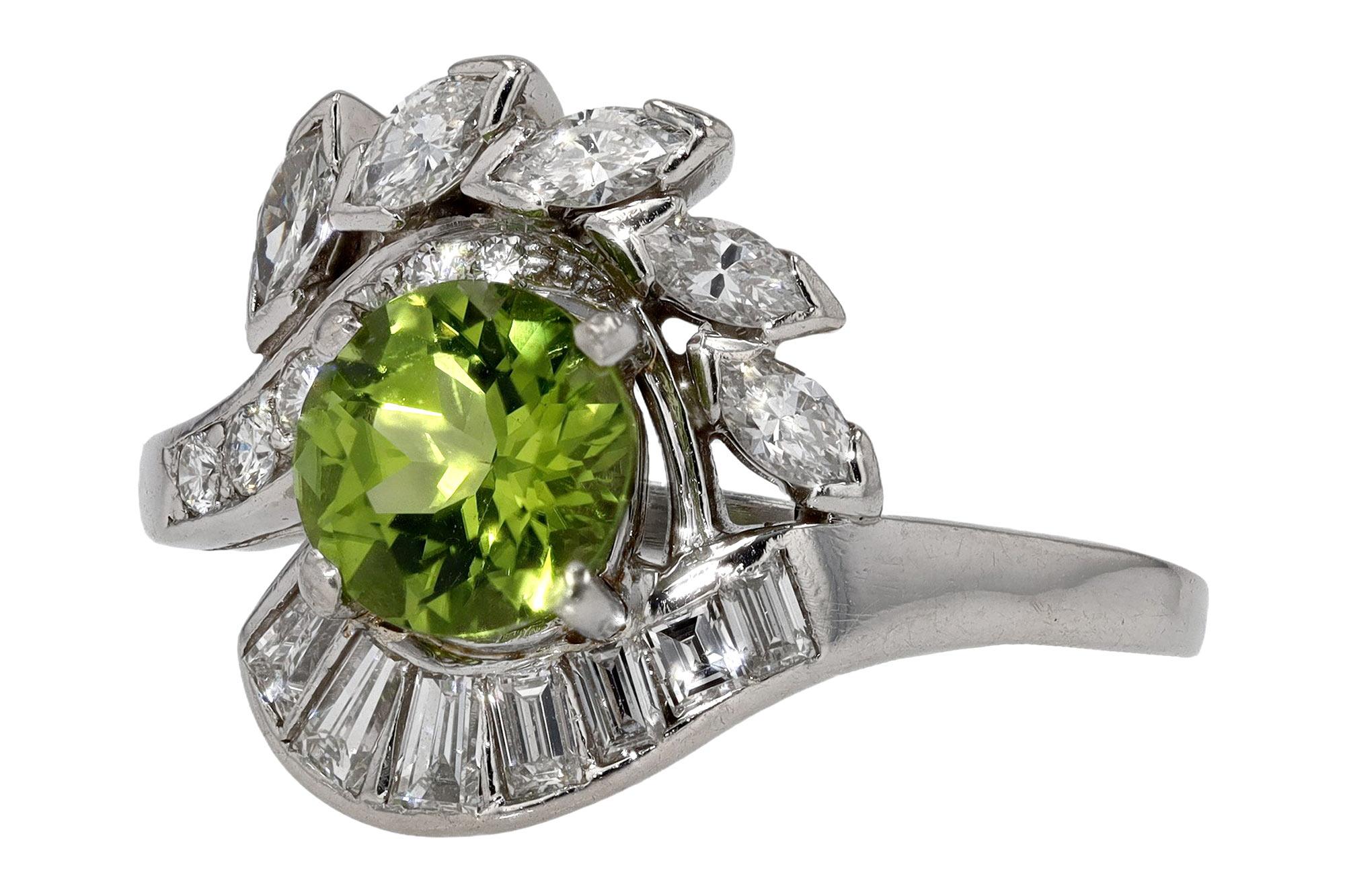 Women's Retro C.D. Peacock Peridot Engagement Ring For Sale