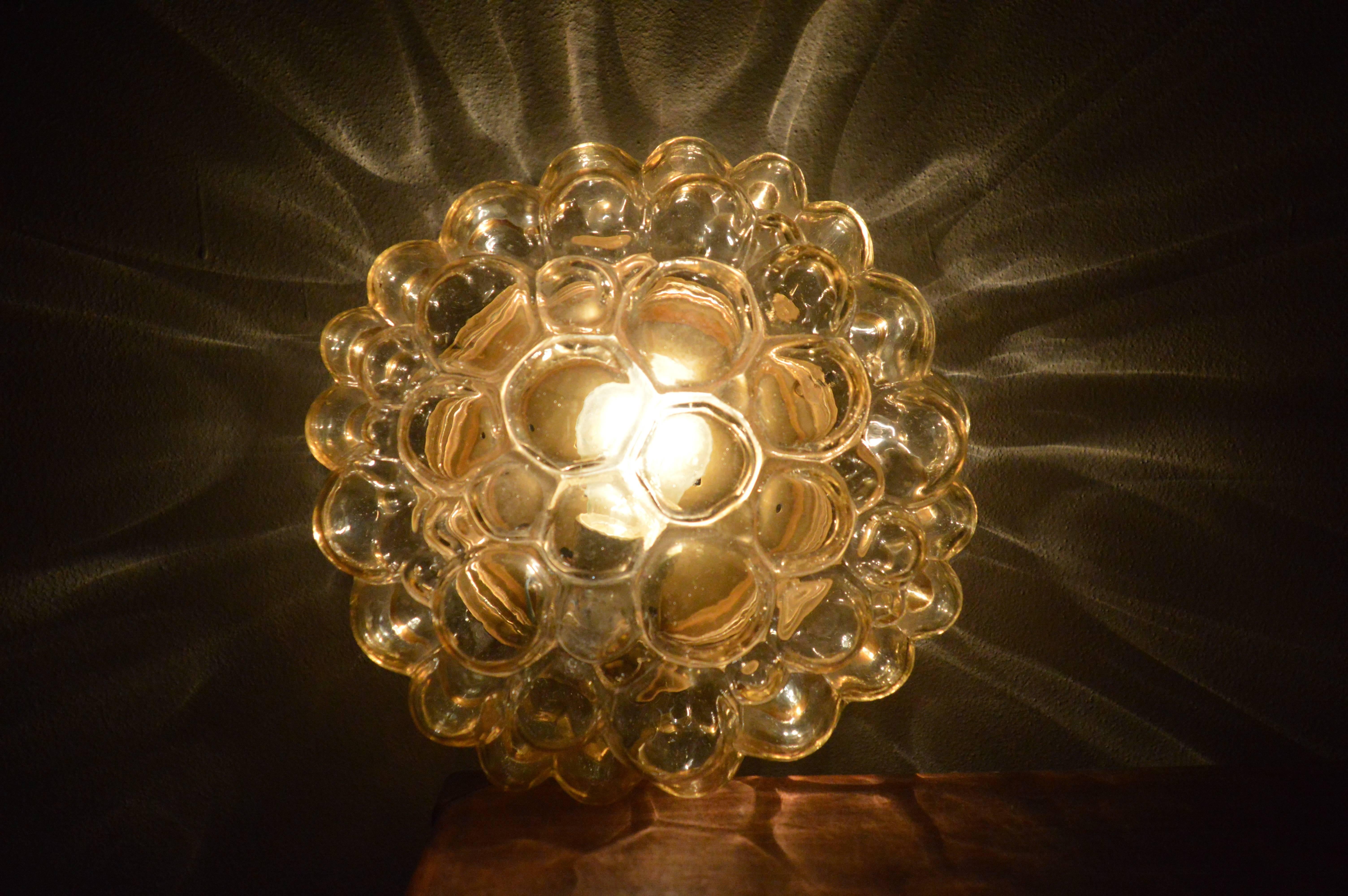 German Midcentury Ceiling Helena Tynell Bubble Glass Flush Mount, 1960s
