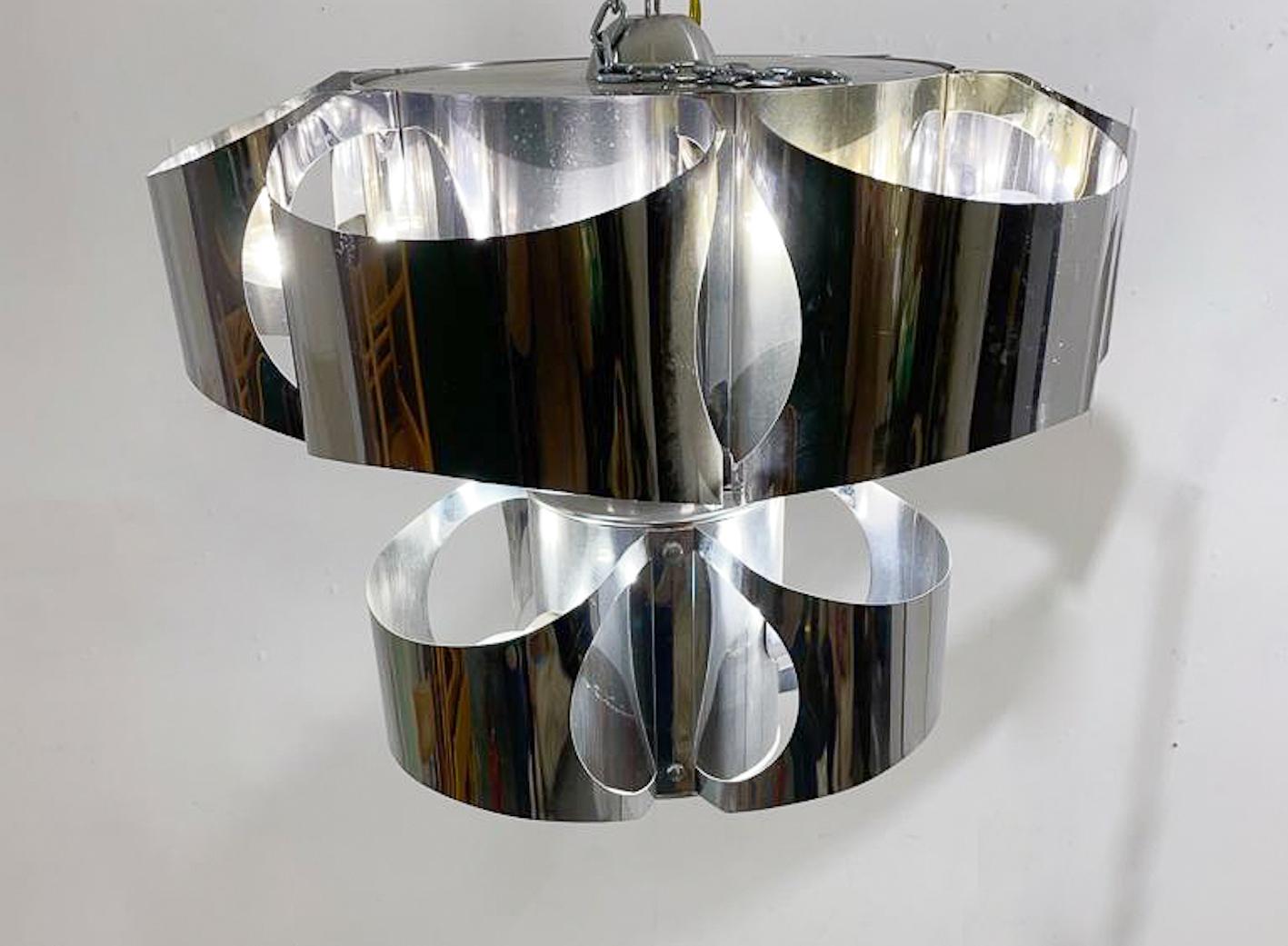 Aluminum Mid-Century Ceiling Lamp, 1960s For Sale