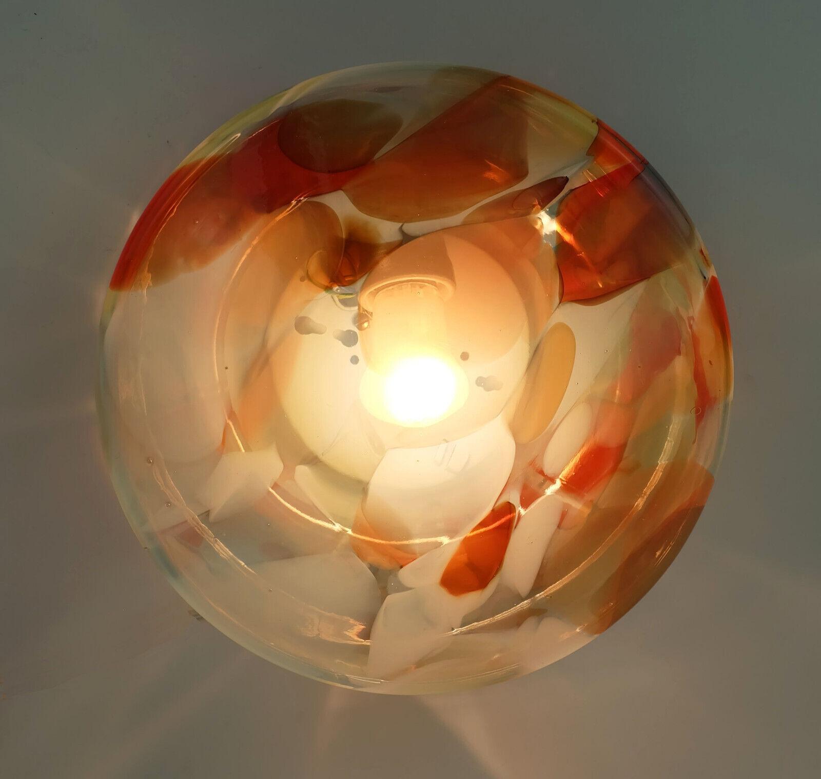 mid century CEILING LAMP flush mount or wall lamp colorful glass and metal 1960s In Good Condition For Sale In Mannheim, DE