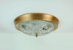 LAMPADA DA SOFFITTO DEL MEDIO SECOLO montata ad incasso in vetro testurizzato e alluminio degli anni '70