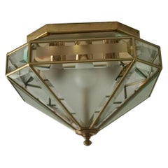 Ceiling Lamp Wall Lamp Brass Glass Midcentury Italian Design 1970s